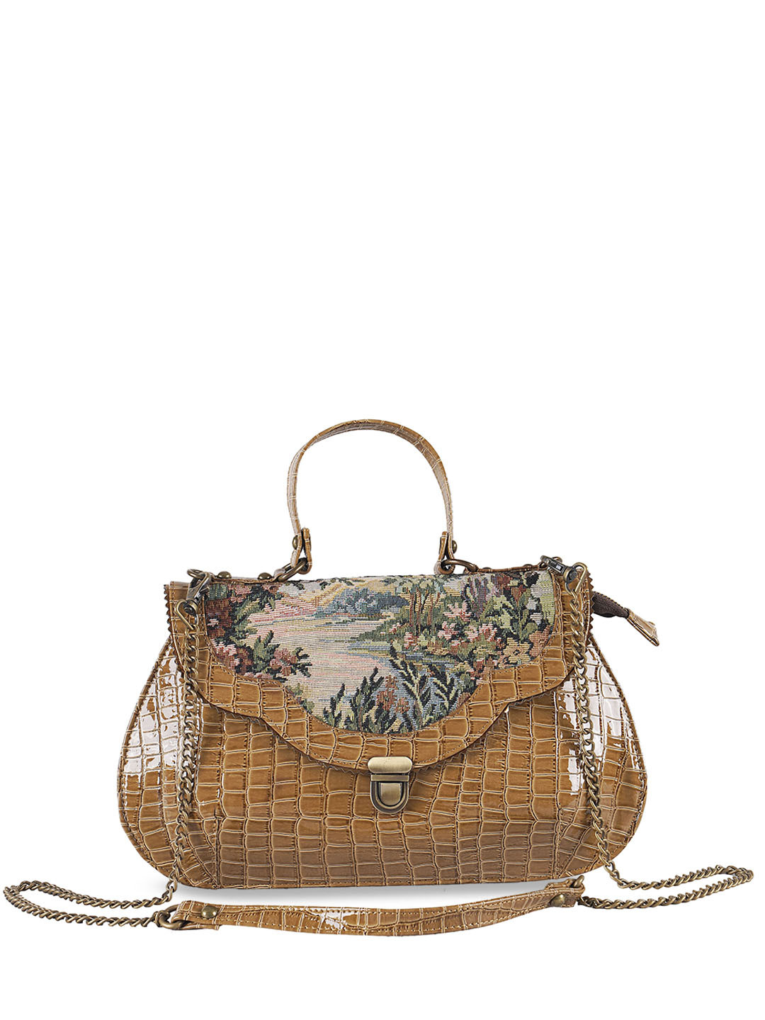 

RUDHIRA Floral Textured PU Half Moon Shoulder Bag, Brown