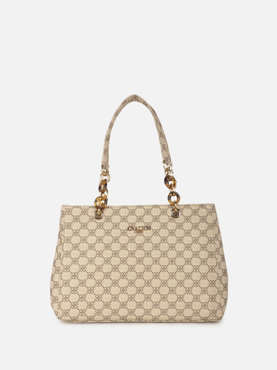 

Carlton London Women Brand Logo Printed Structured Shoulder Bag, Cream