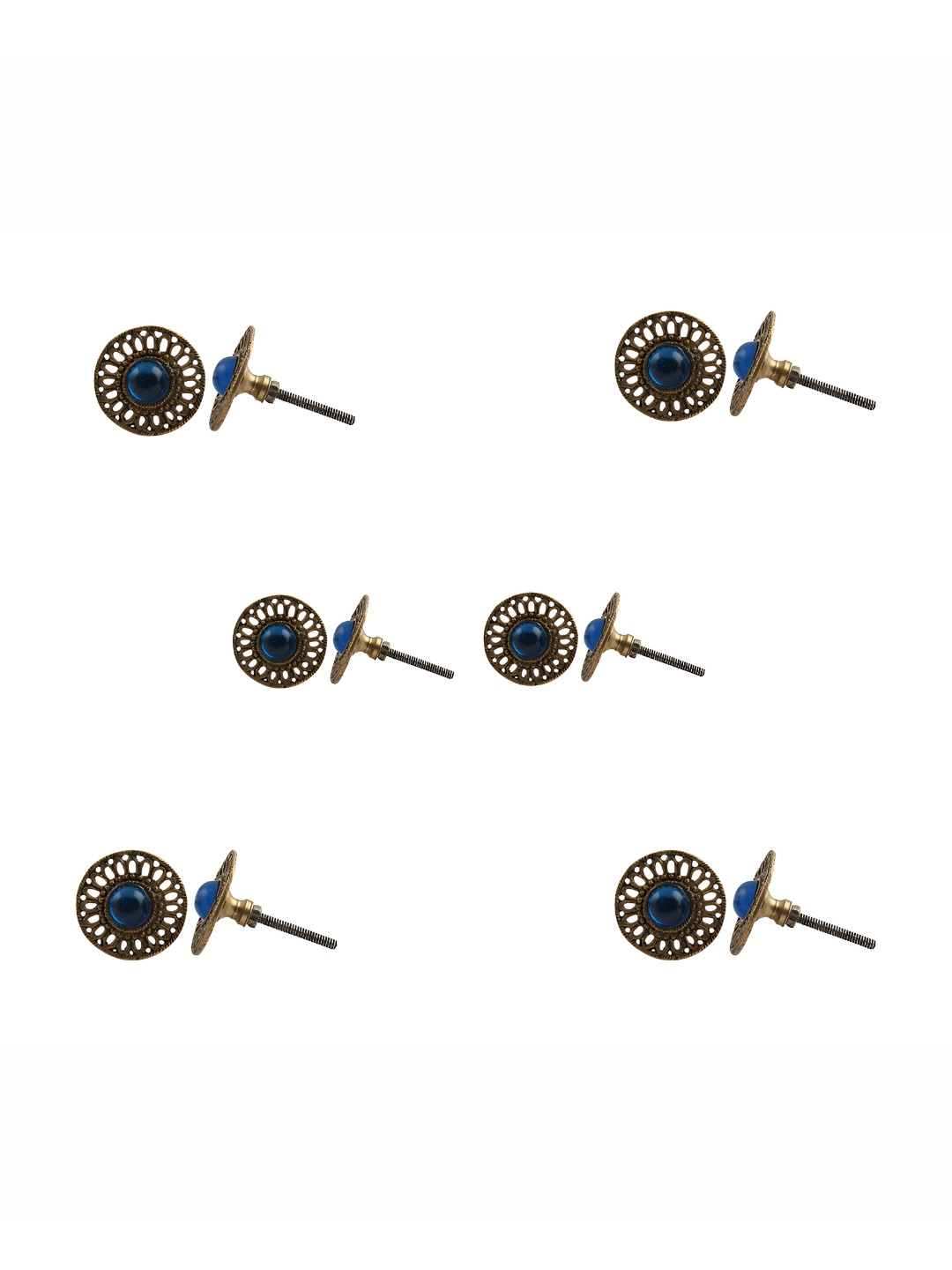 

Indianshelf 6-Pcs Brown & Blue Iron Round Knobs