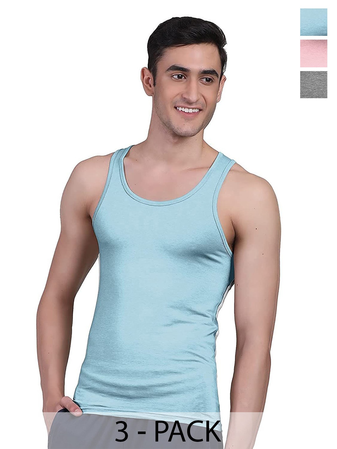 

FREECULTR Men Pack Of 3 Anti Microbial, Anti Odor, Breath tech Innerwear Vests, Peach