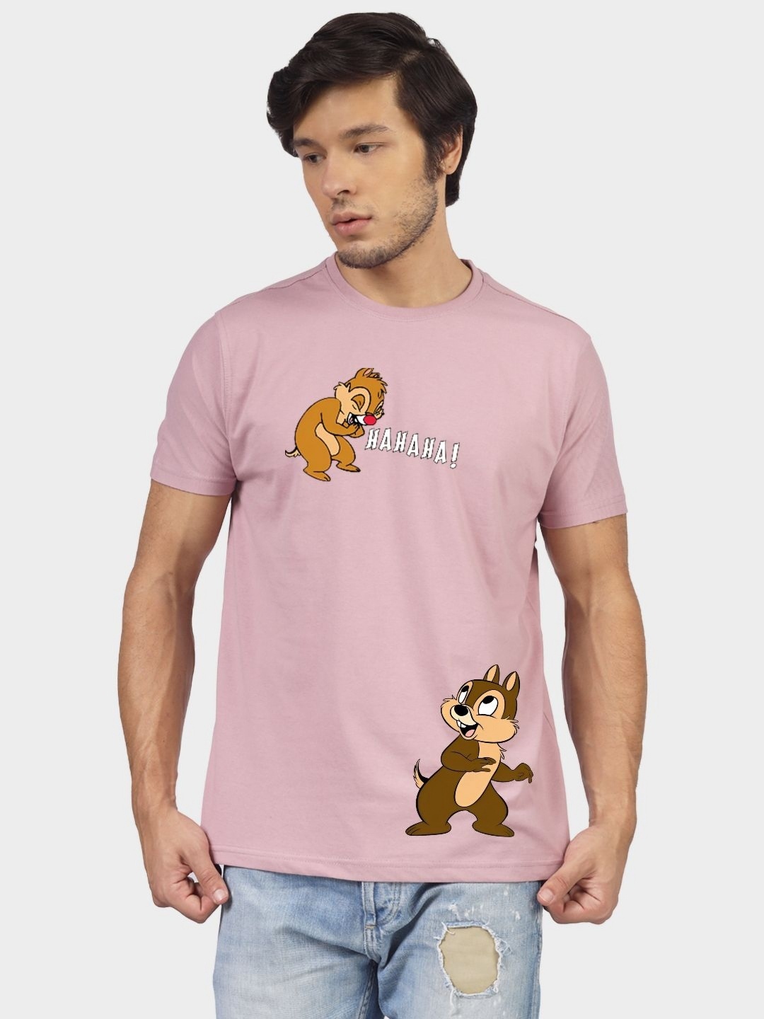

Greylongg Men Graphic Printed Round Neck T-shirt, Peach