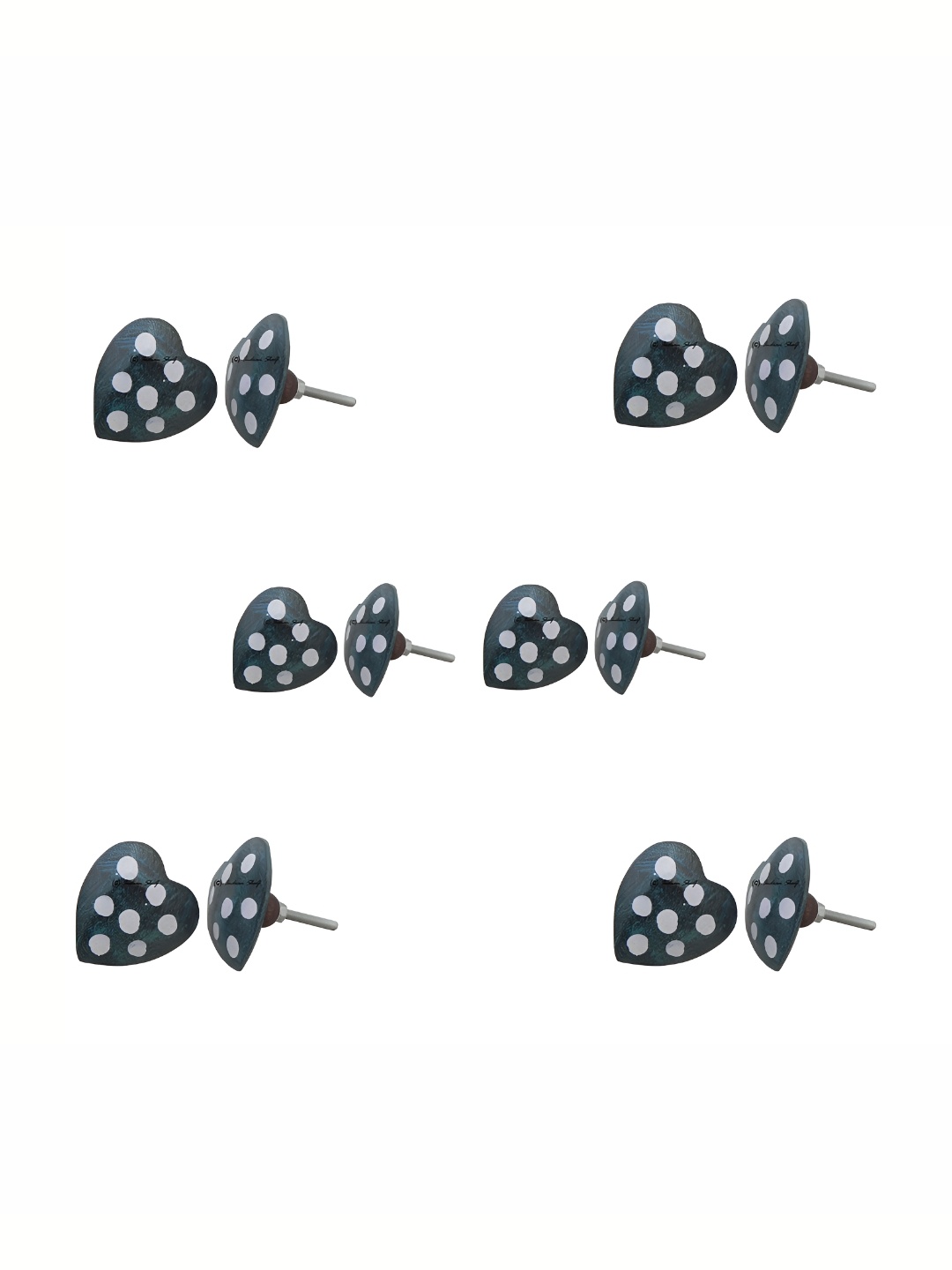 

Indianshelf 6-Pcs Blue Wooden Heart Knobs