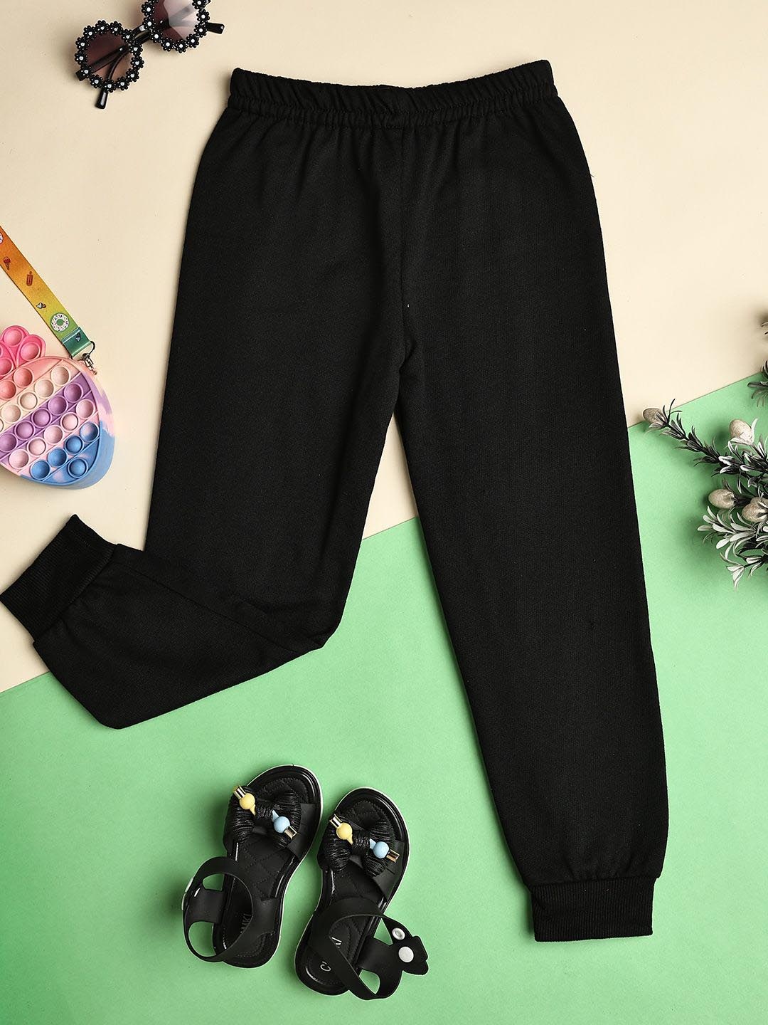 

Cutiekins Girls Mid-Rise Fleece Joggers TrackPant, Black