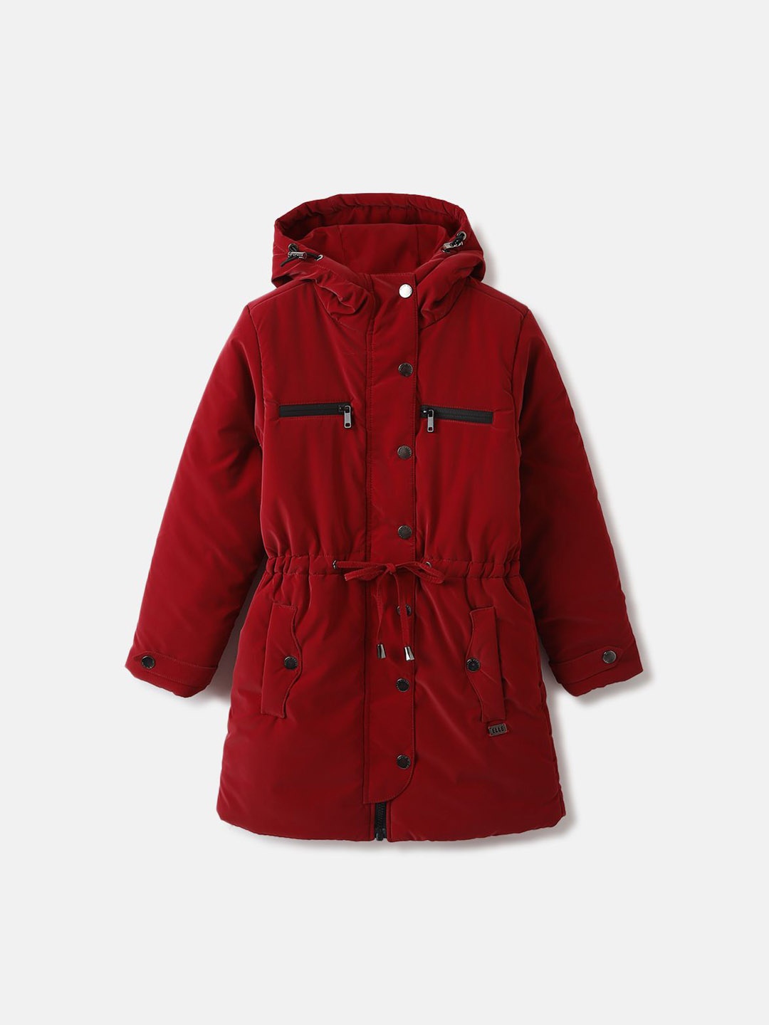 

ELLE Girls Hooded Solid Casual Padded Jacket, Maroon