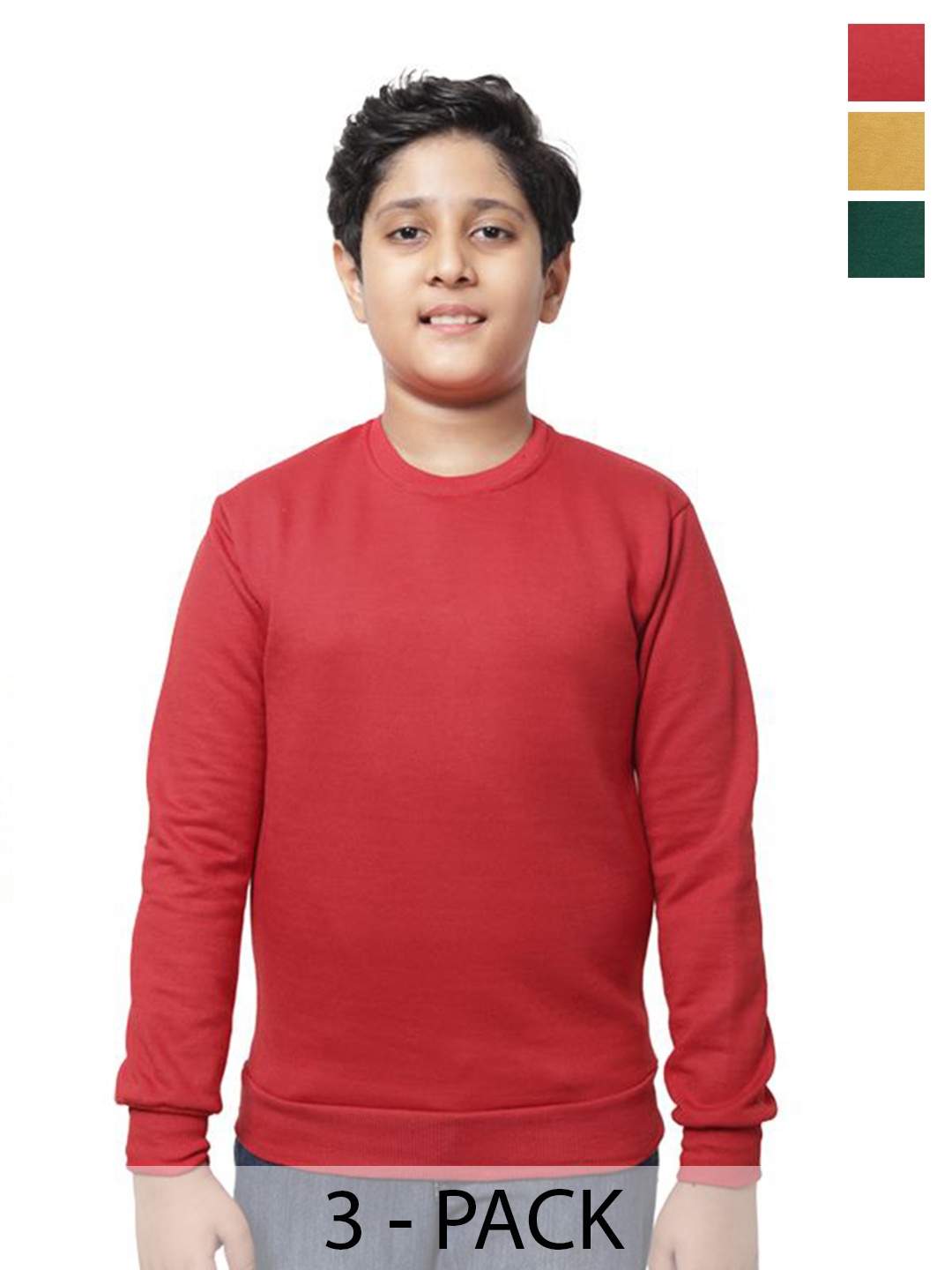 

BAESD Boys Pack Of 3 Round Neck Pullover Sweatshirt, Red