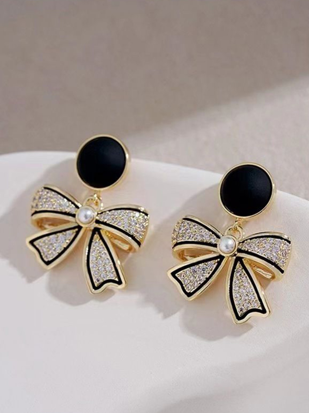 

YU FASHIONS Gold Plated Rhinestone Studded Contemporary Drop Earrings