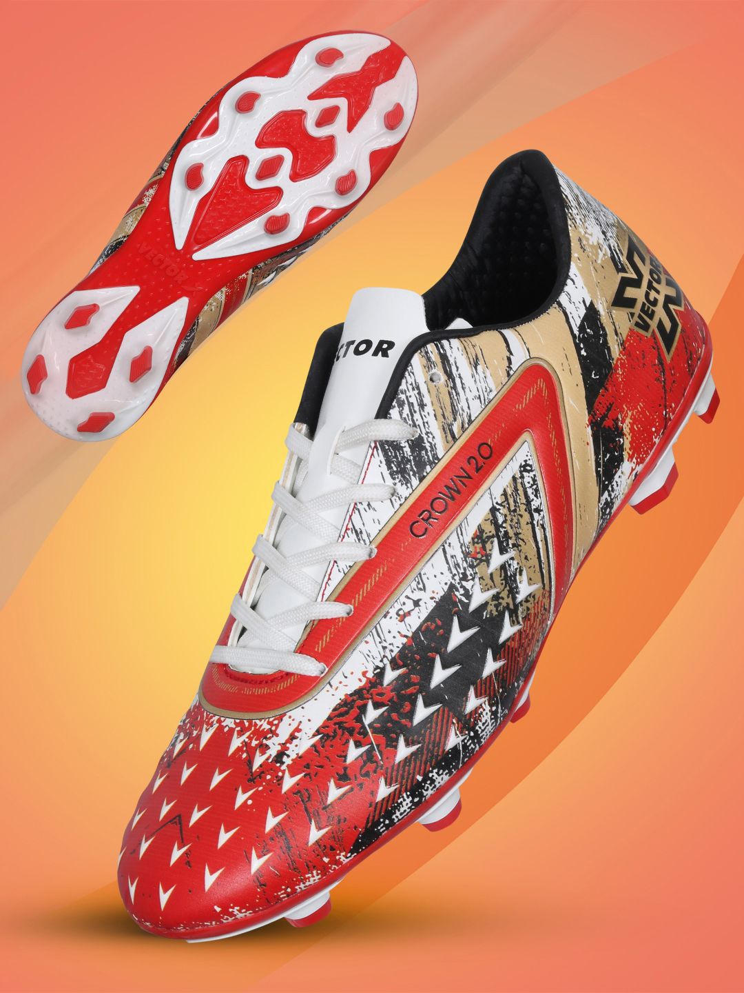 

VECTOR X Unisex Football Non-Marking Shoes, Red
