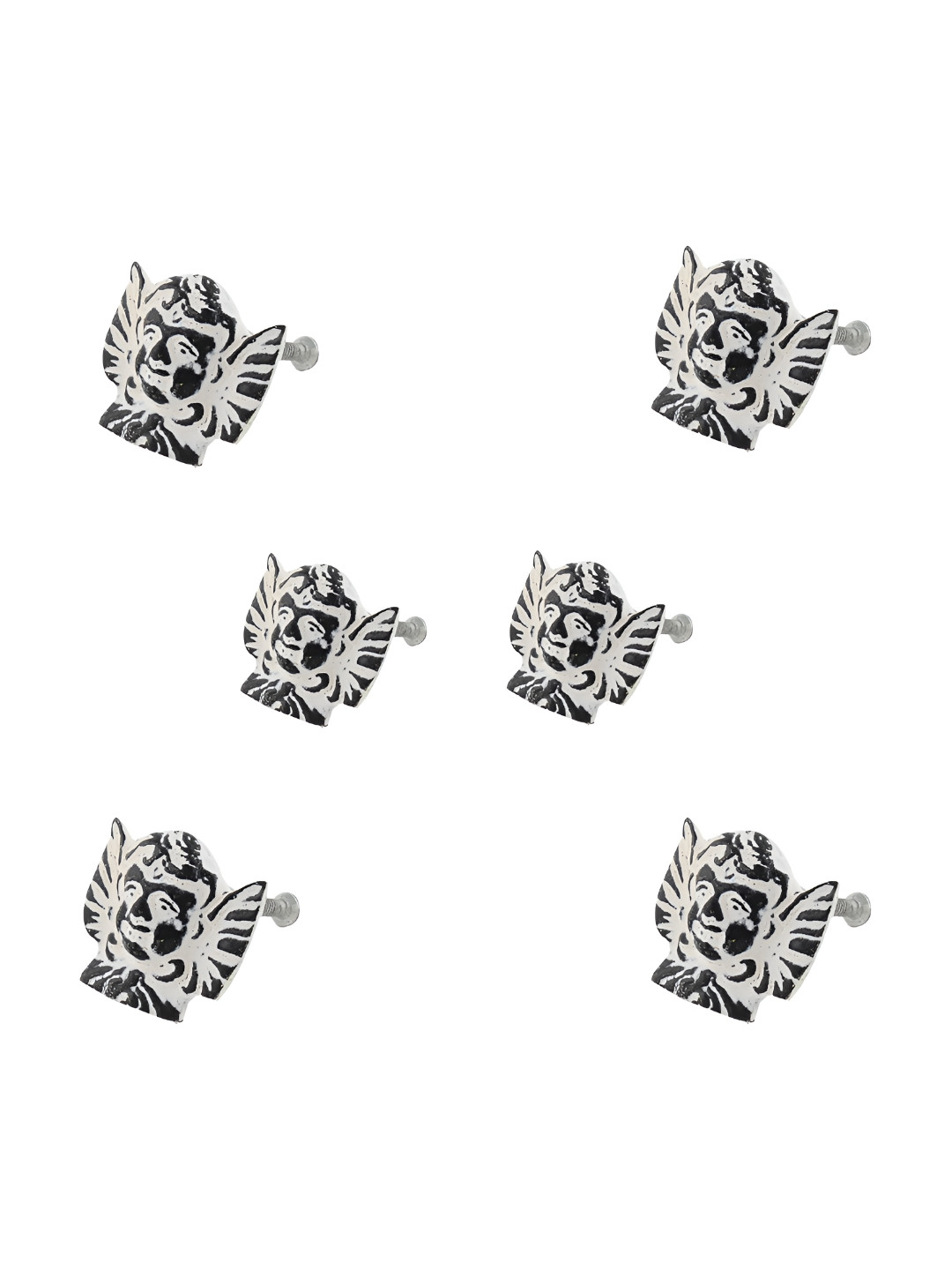 

Indianshelf 6-Pcs White Iron Angel Knobs