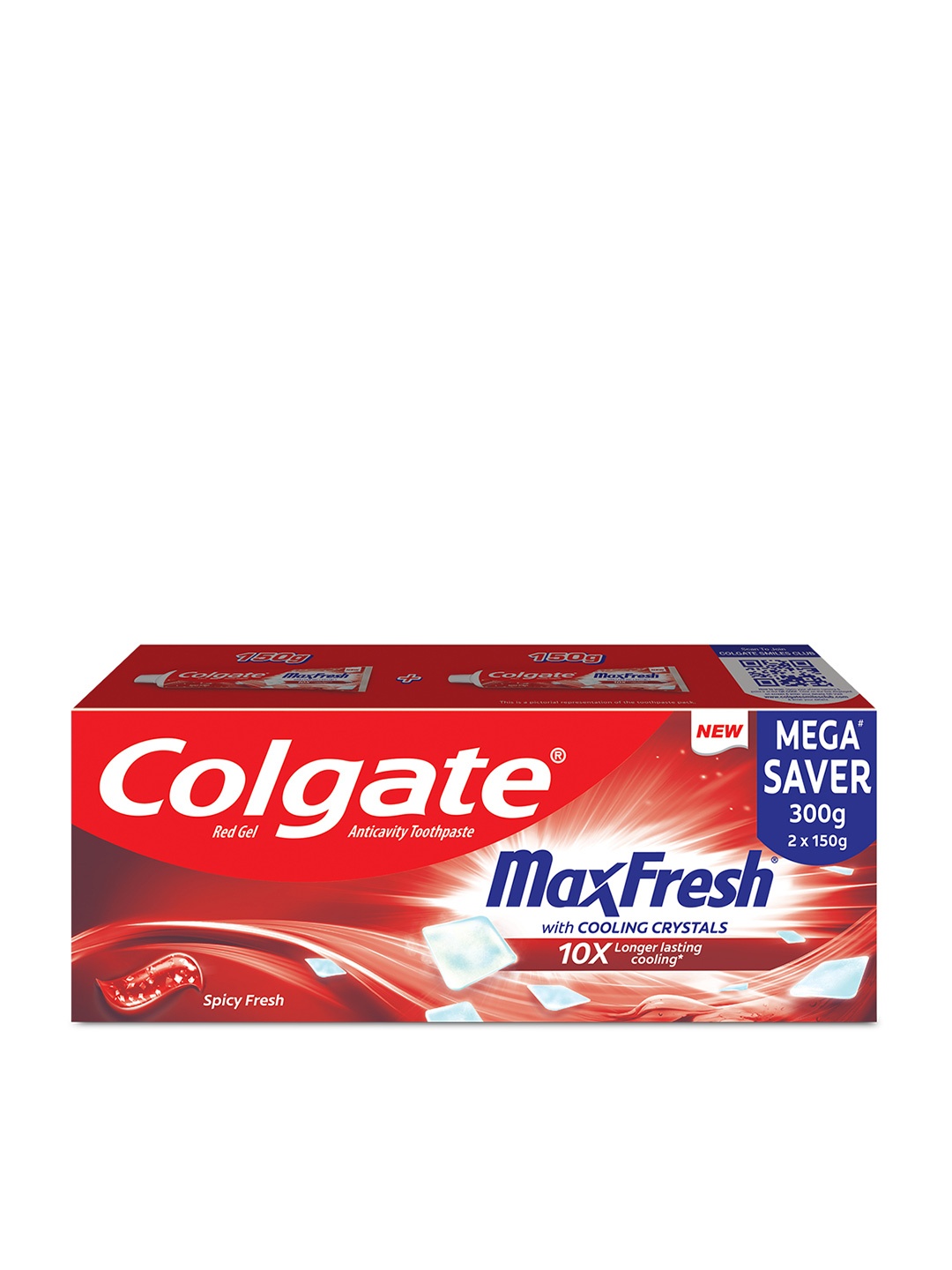 

Colgate 2Pcs MaxFresh Red Gel Toothpaste Mega Saver Pack with Cooling Crystals - 150g each