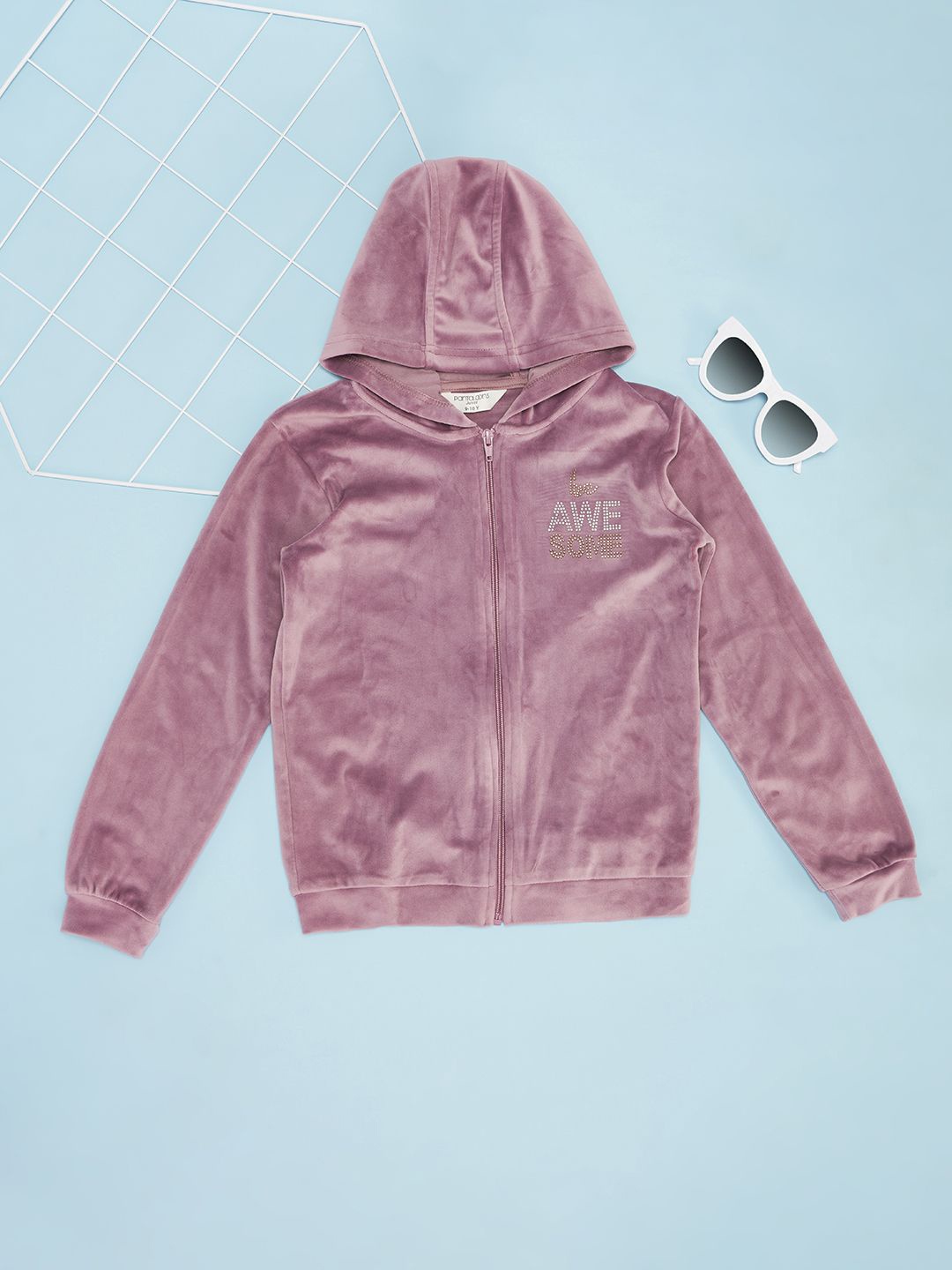 

Pantaloons Junior Girls Hooded Front-Open Sweatshirt, Purple