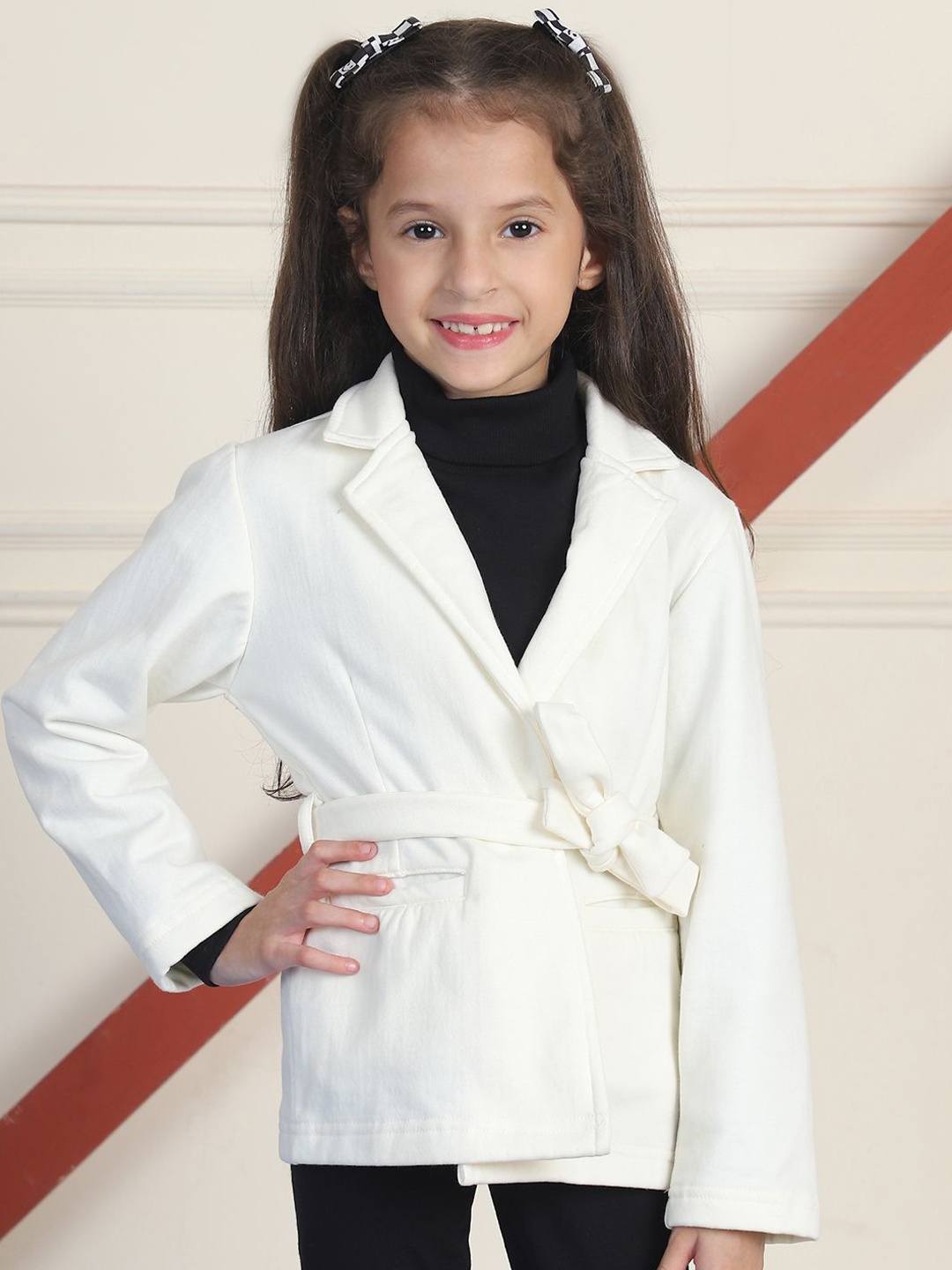 

MINI & MING Girls Long Sleeve Winter Coats With Waist Belt, Cream