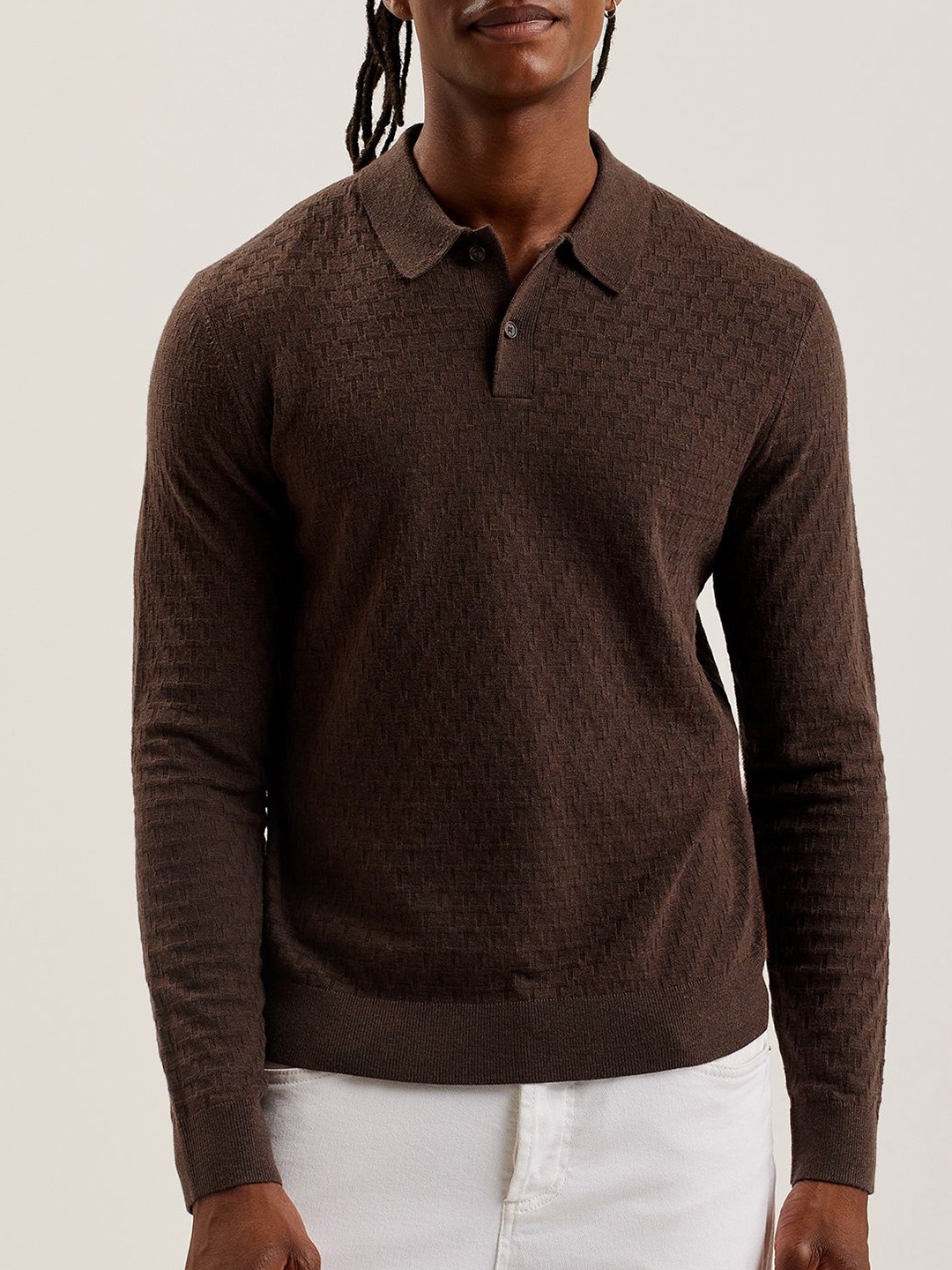 

Ted Baker Men Self Design Sweatshirt, Brown