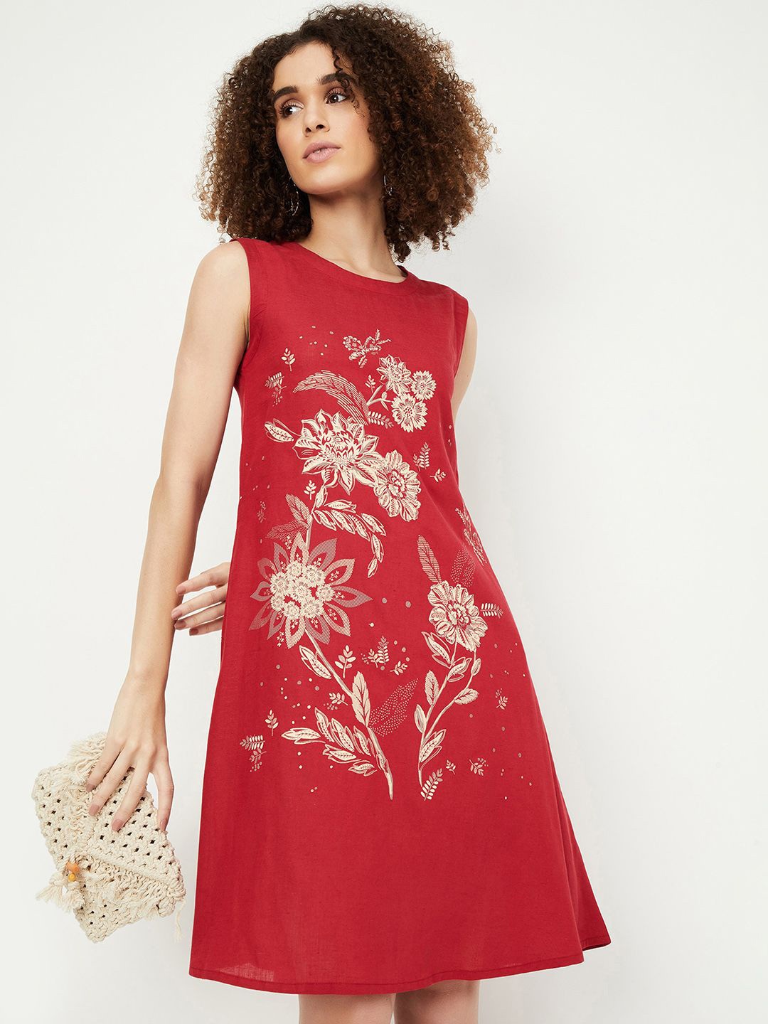 

max Women Floral Print A-Line Dress, Red