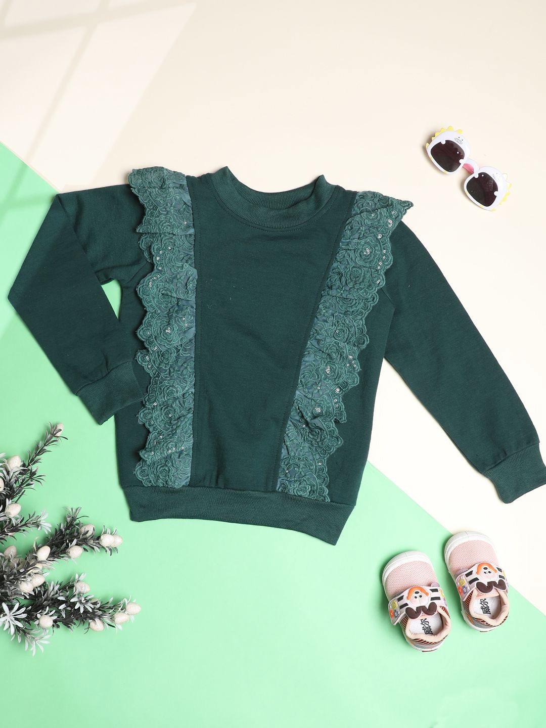 

Cutiekins Girls Embellished Sweatshirt, Sea green