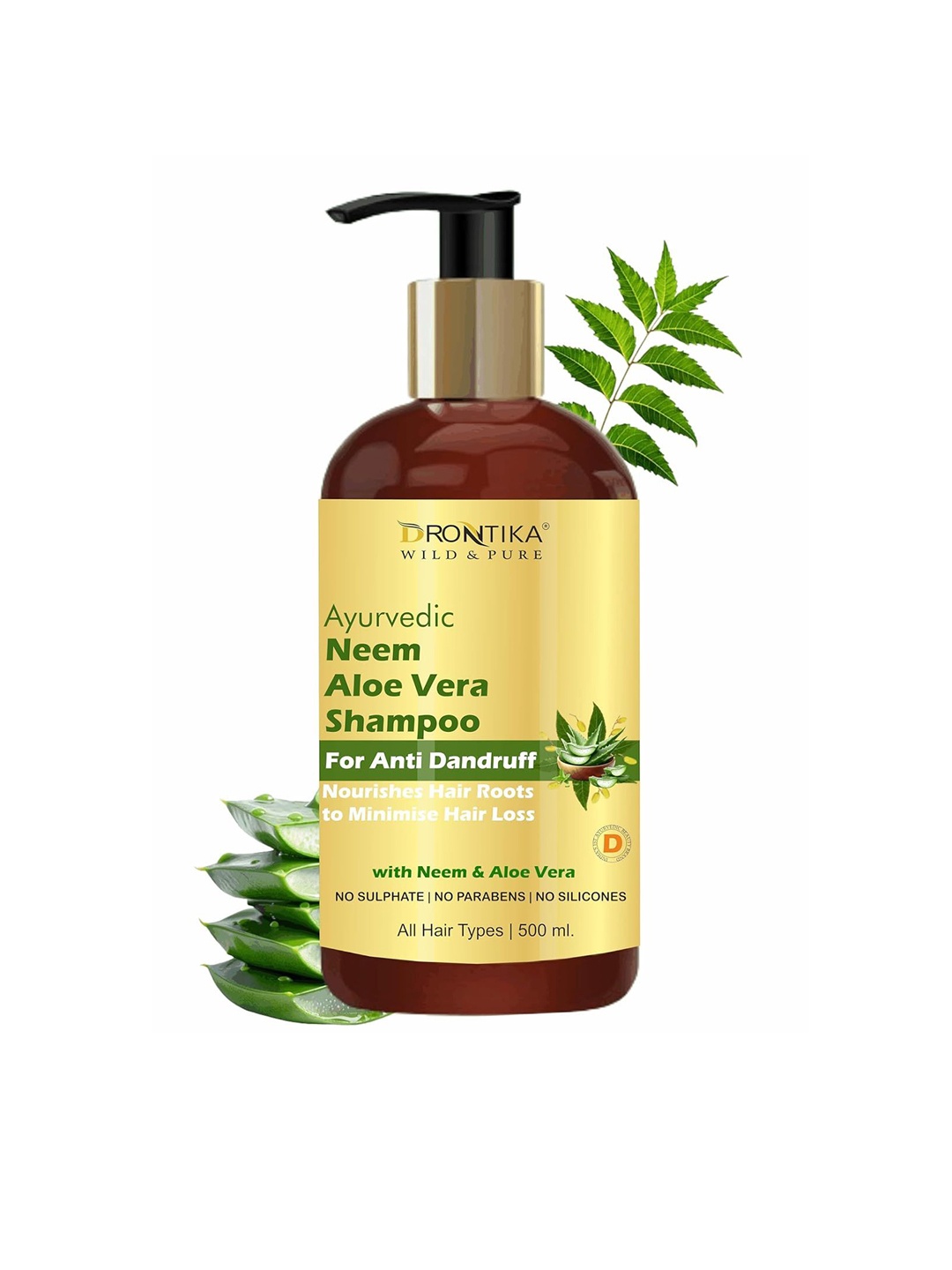 

DRONTIKA Ayurvedic Anti-Dandruff Neem Aloevera Shampoo - 500 ml, Brown