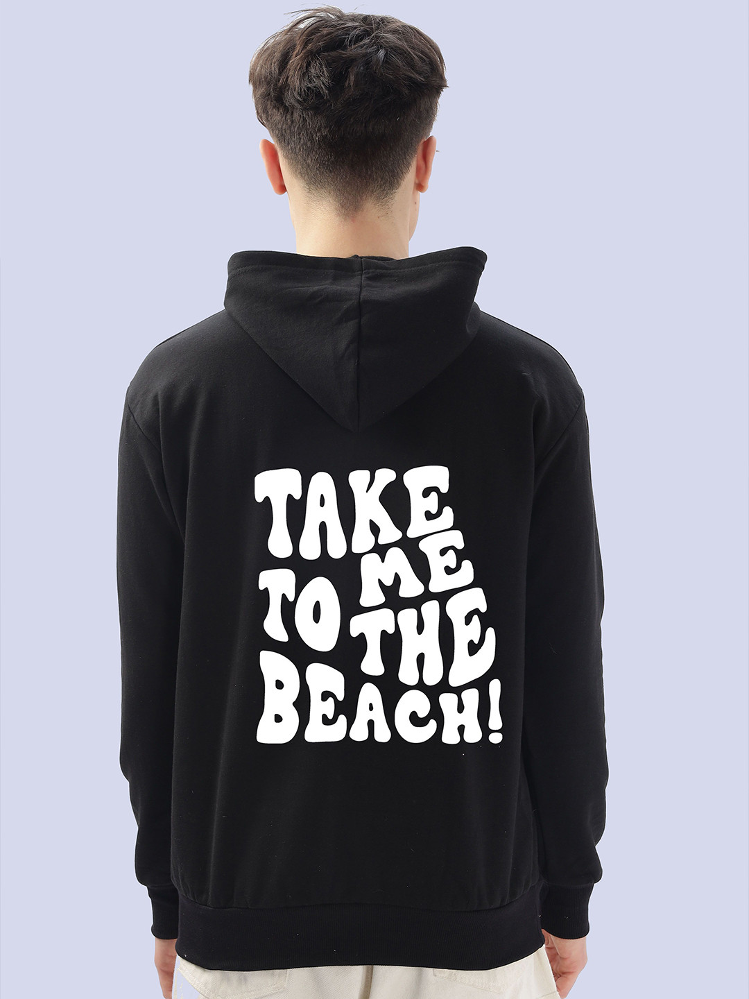 

FALTU.CO Men Pure Cotton Printed Hooded Sweatshirt, Black