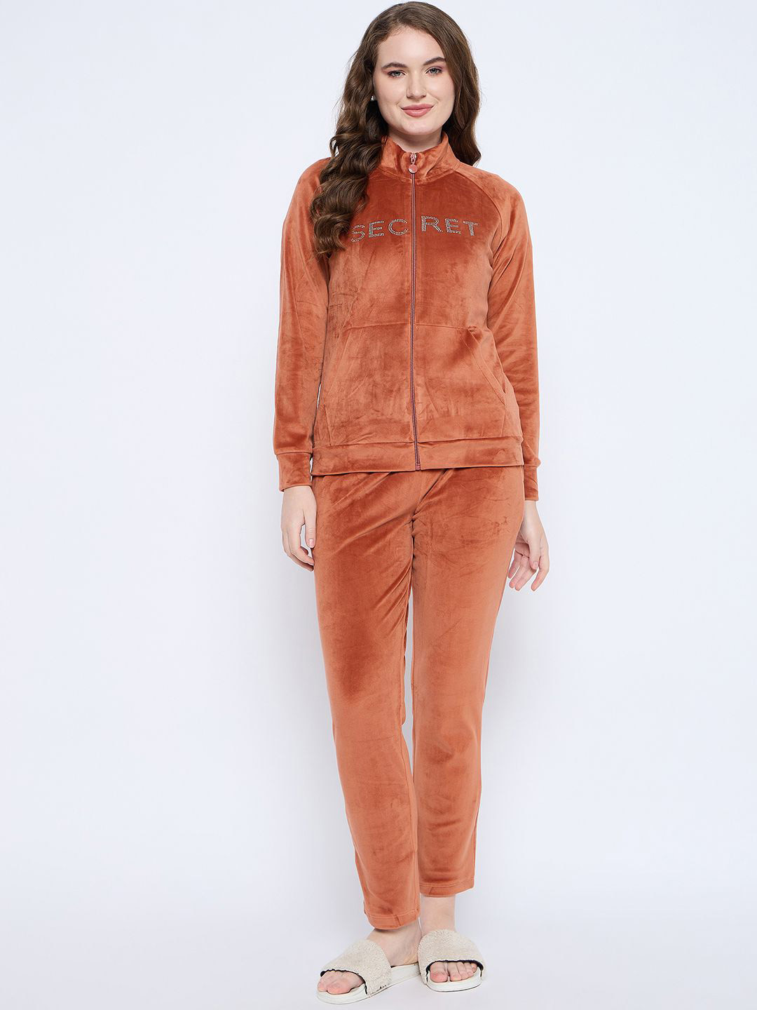 

MADAME M SECRET Women Solid Night suit, Rust