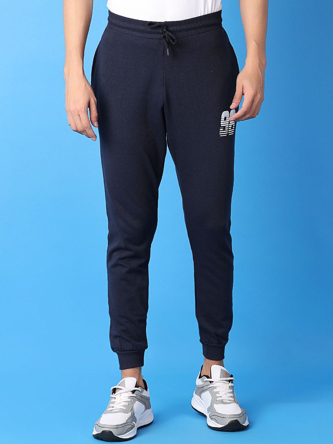 

V-Mart Men Cotton Mid Rise Jogger, Navy blue