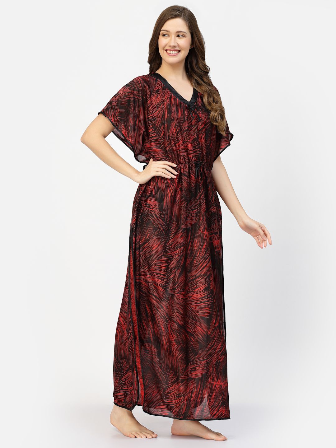 

CHUI MUI Colourblocked Maxi Kaftan Nightdress, Maroon