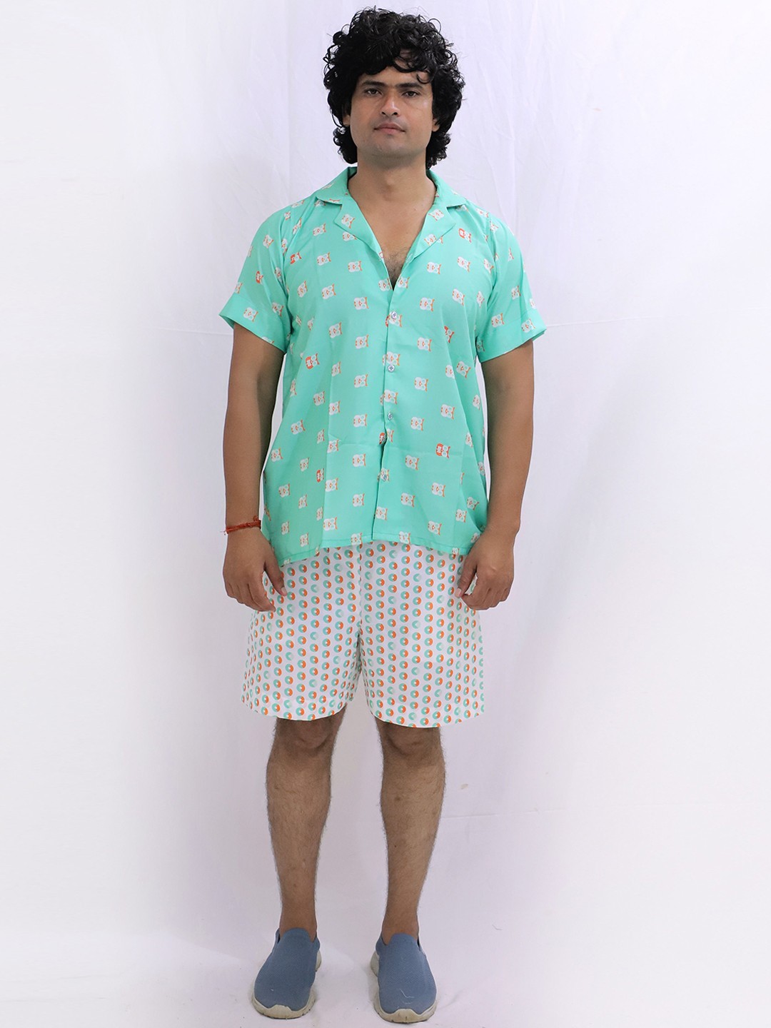 

TILISM Printed Pure Cotton Shirt With Shorts Co-Ords, Green