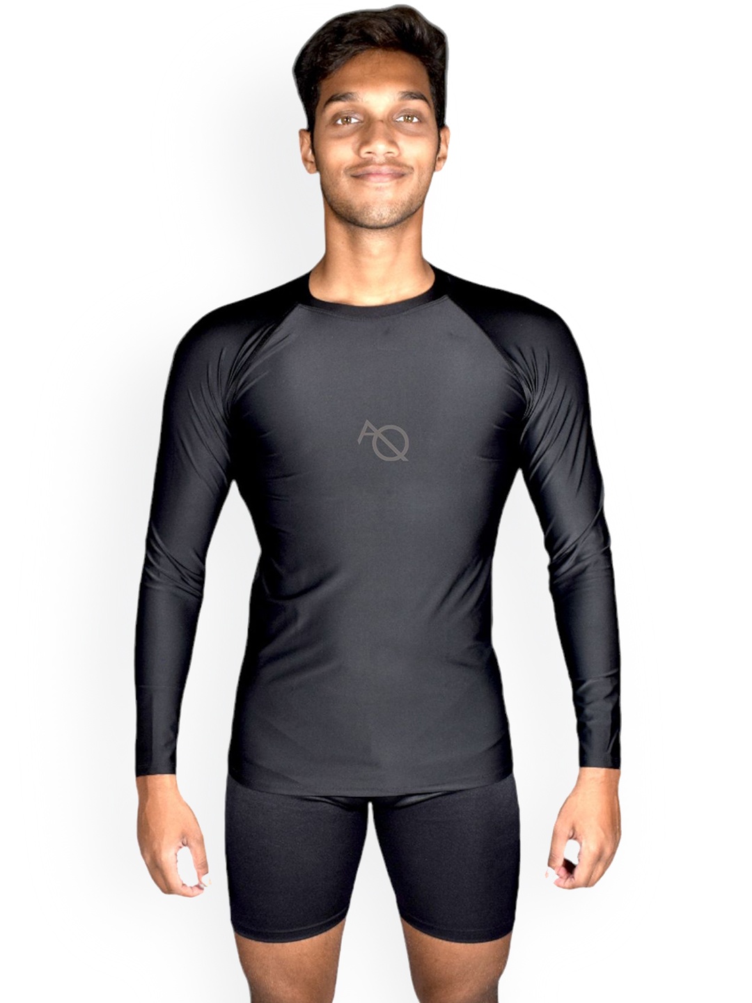 

Aqua Holic Men Swimming Rash Guard Top Or T-Shirt, Black