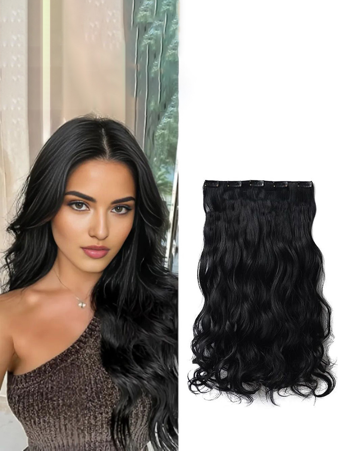 

D-Divine Clip-In Wavy Locks Hair Extension - Black - 22 Inch