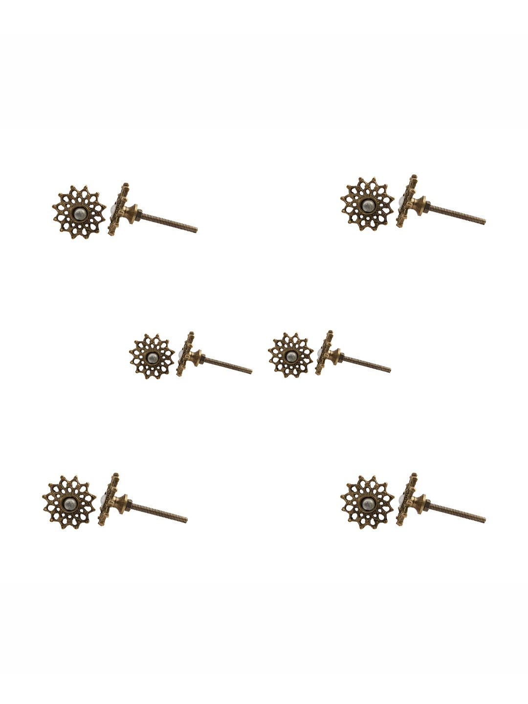 

Indianshelf 6-PcsBrown Iron Flower Knobs, Brown