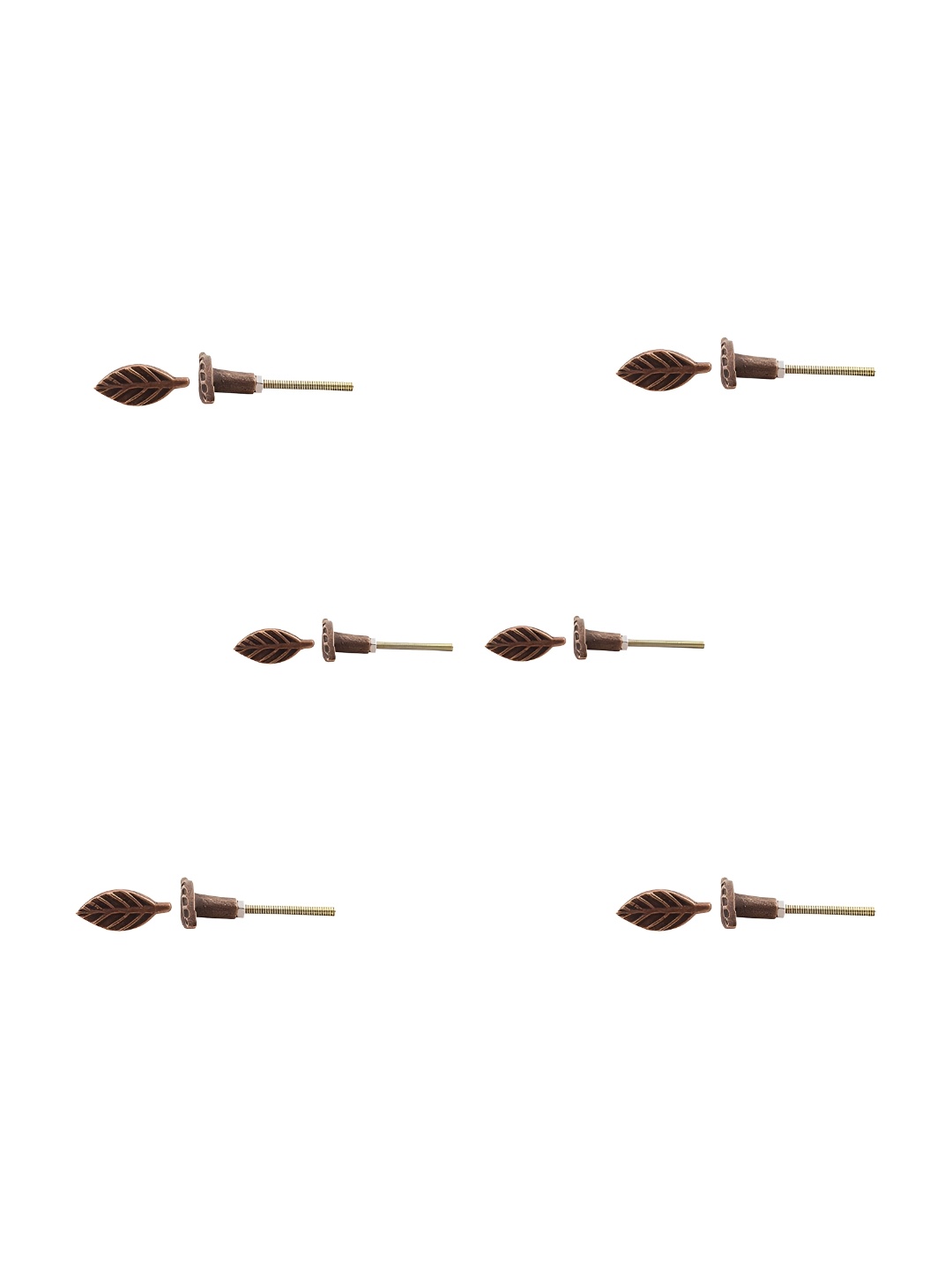 

Indianshelf Brown 6 Pieces Iron Textured Leaf Knobs, Bronze