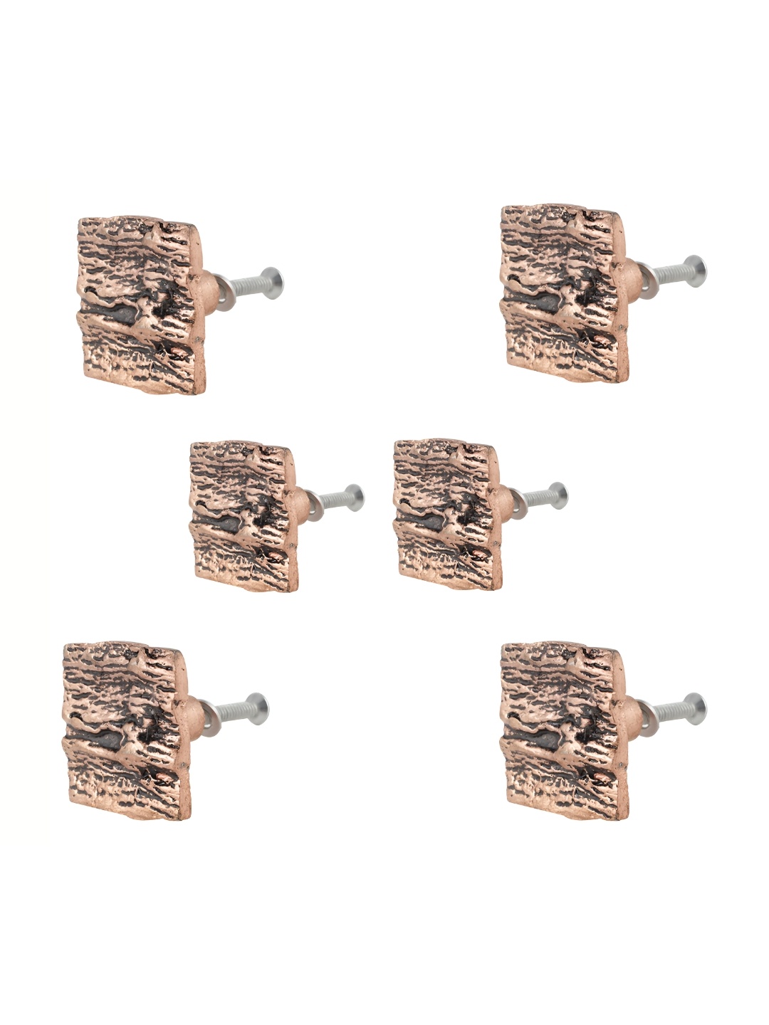 

Indianshelf 6Pcs Copper Textured Square Knobs
