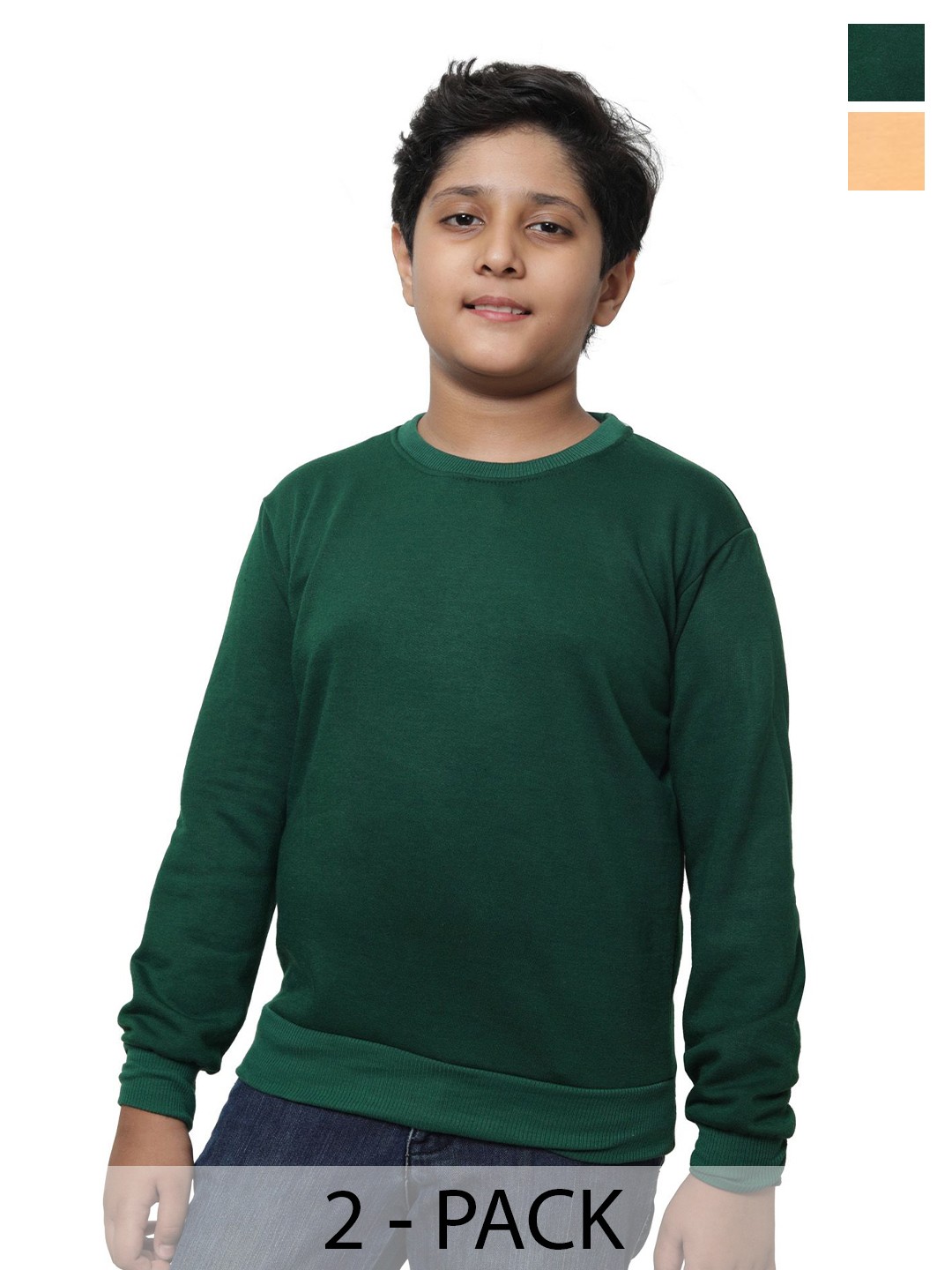 

BAESD Boys Pack Of 2 Round Neck Long Sleeves Sweatshirt, Green