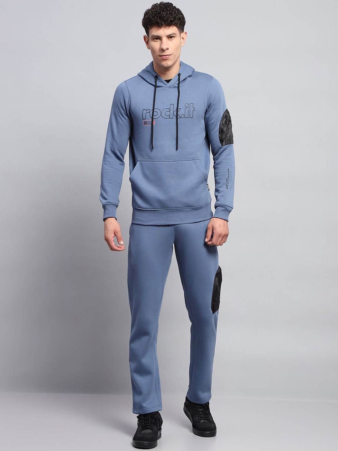 

rock.it Men Printed Hooded Mid Rise Tracksuits, Blue
