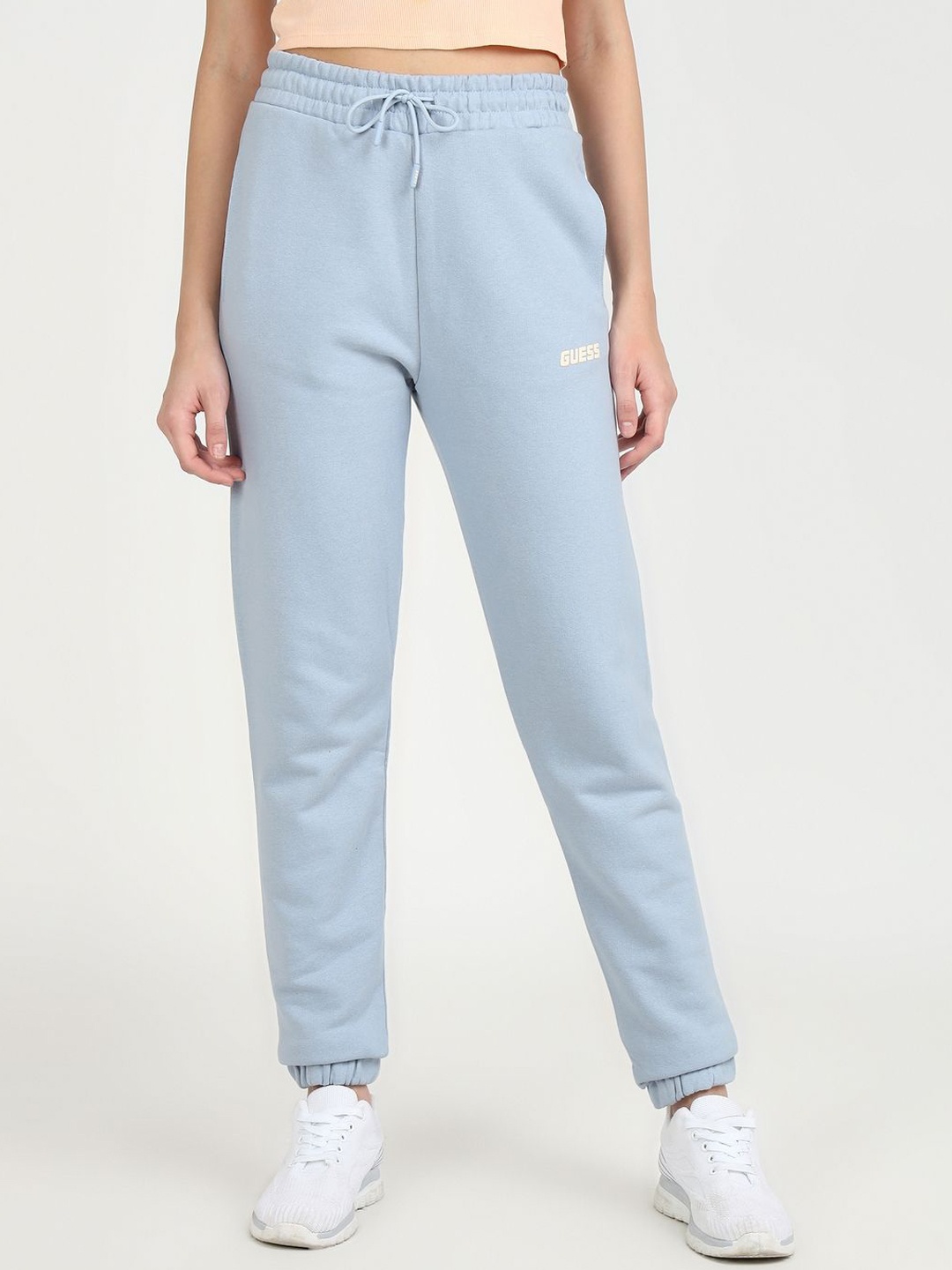 

GUESS Women Cotton Regular Fit Joggers, Blue