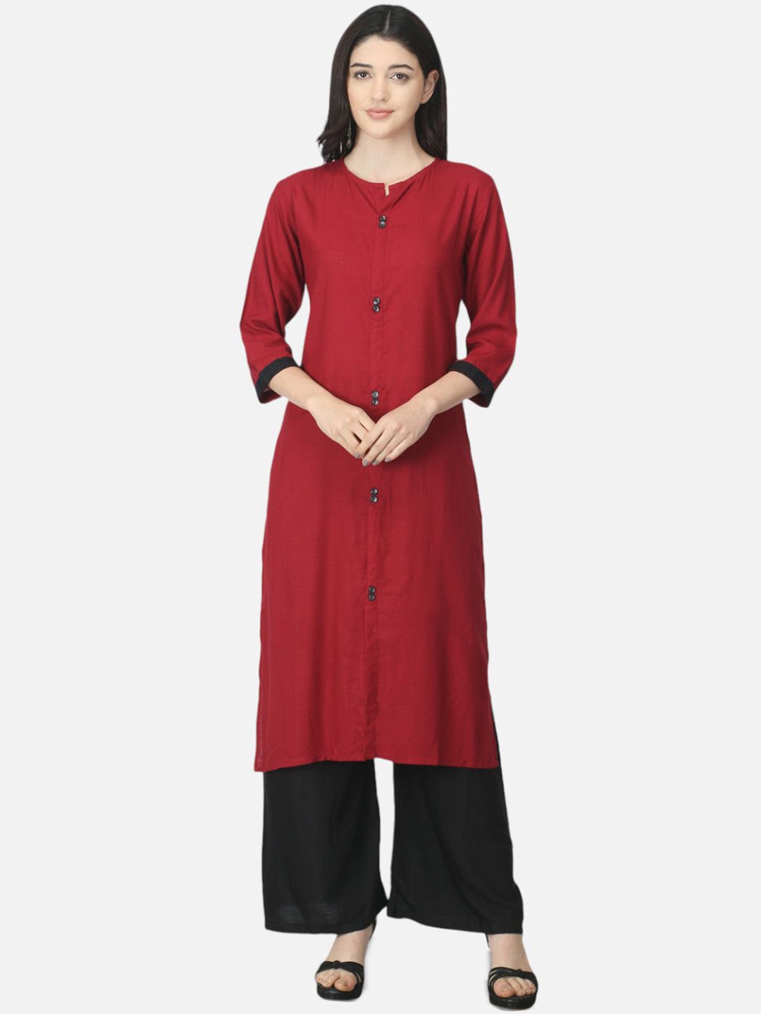 

Biyu Cotton Straight Kurta, Maroon