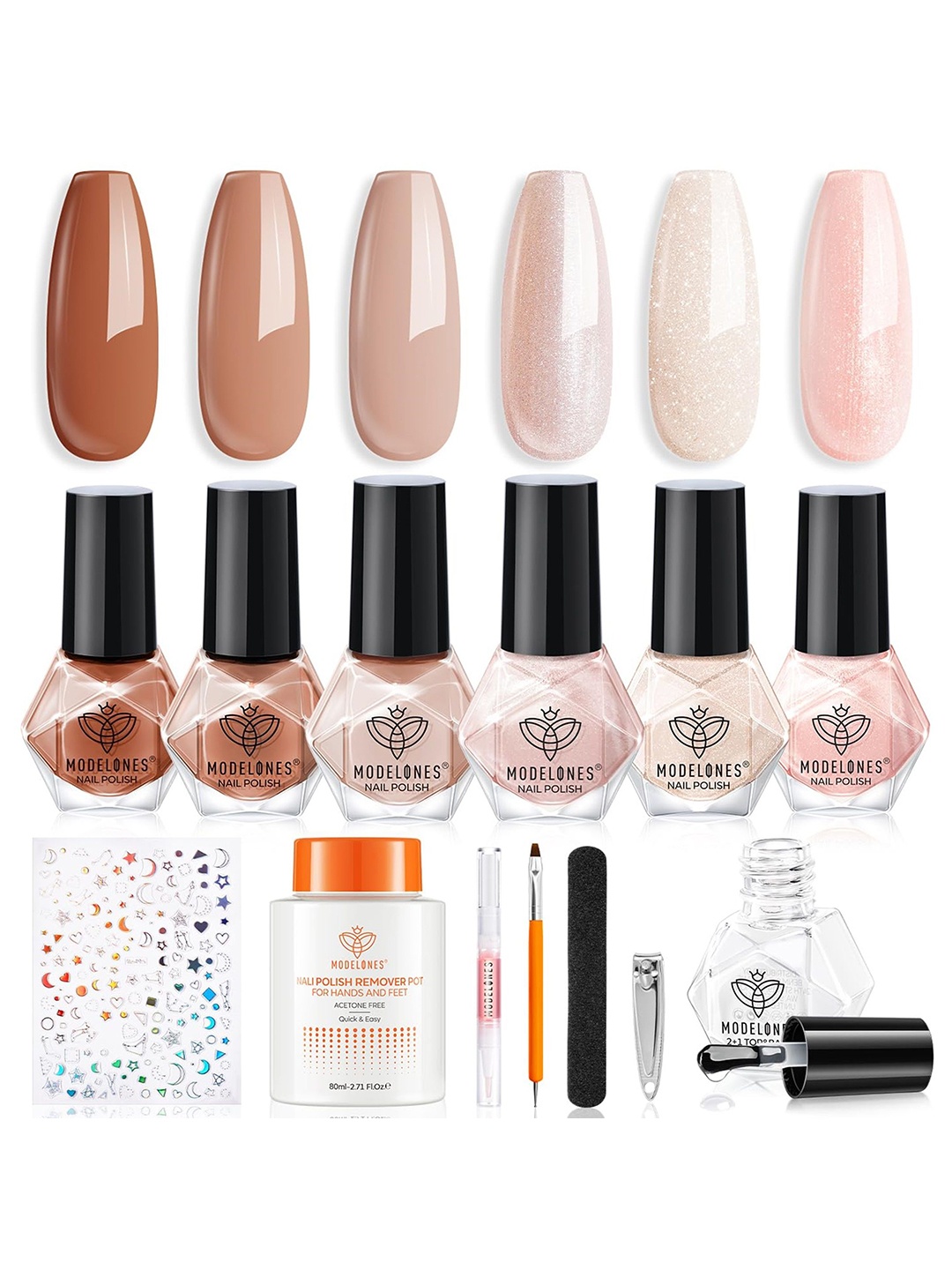 

Modelones Set Of 6 Autumn Temptation Nail Polish -5 ml Each-Shades 199-200-153-129-205-061, Multi