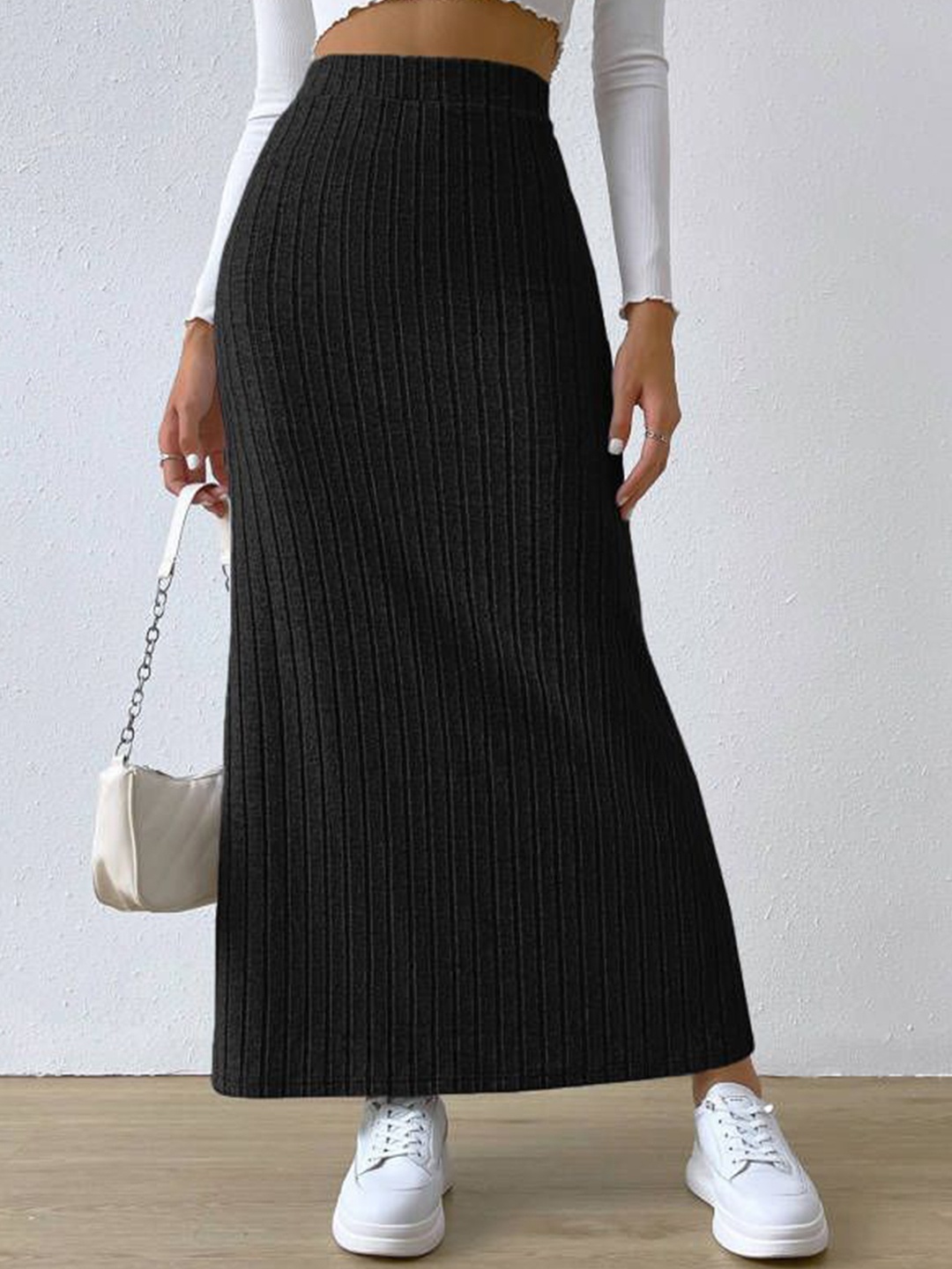 

HERE&NOW Women Pencil Maxi Casual Skirt, Black