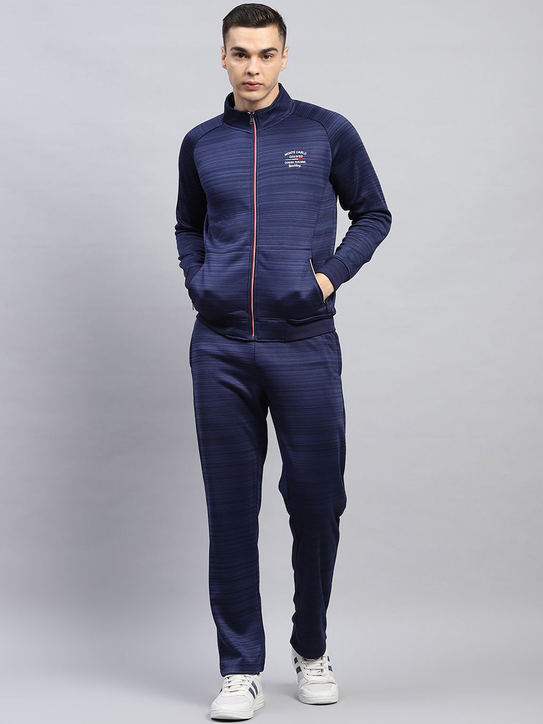 

Monte Carlo Men Mock Neck Full Sleeve Tracksuit, Blue