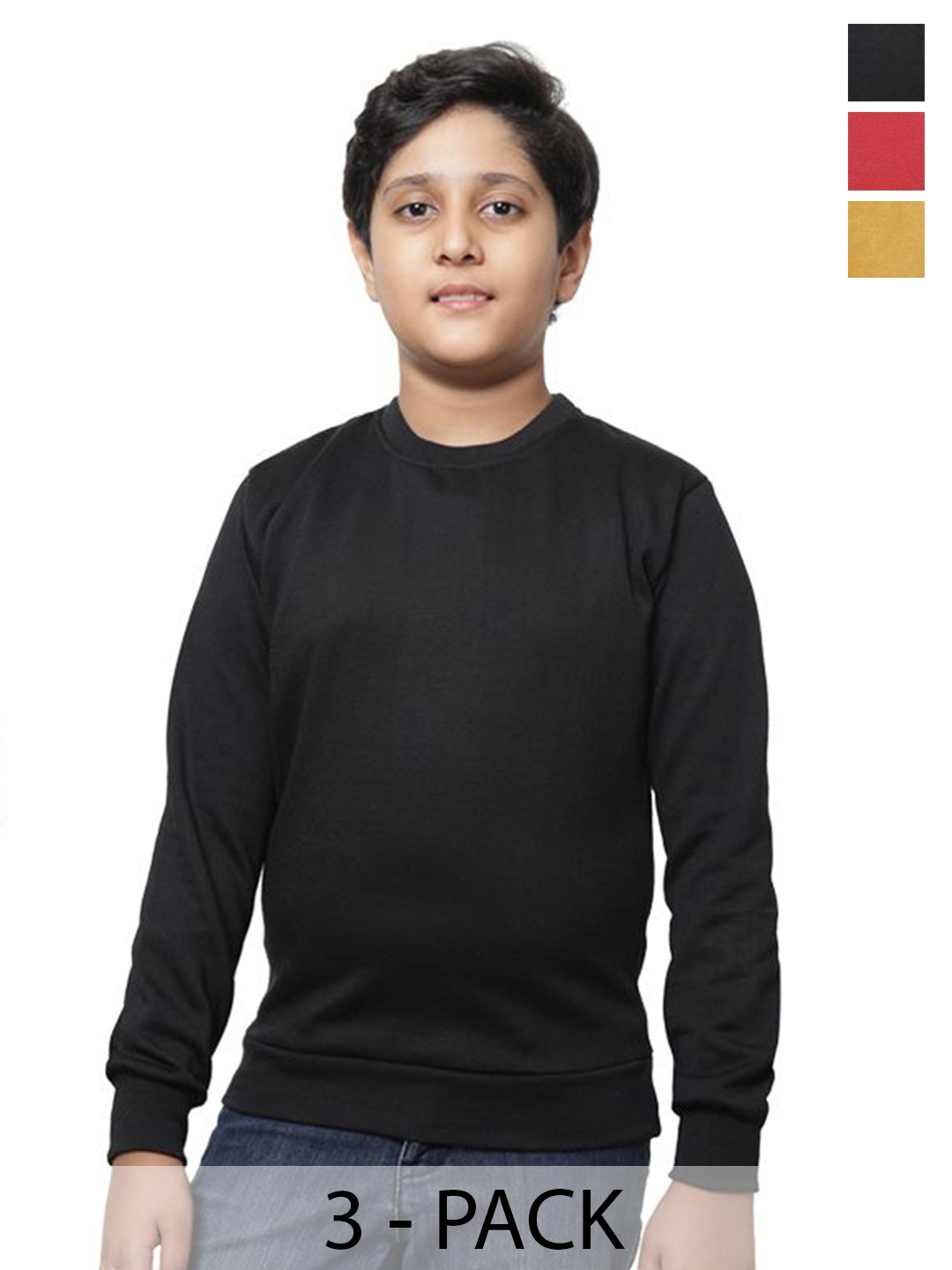 

BAESD Boys Pack Of 3 Round Neck Pullover Sweatshirt, Black