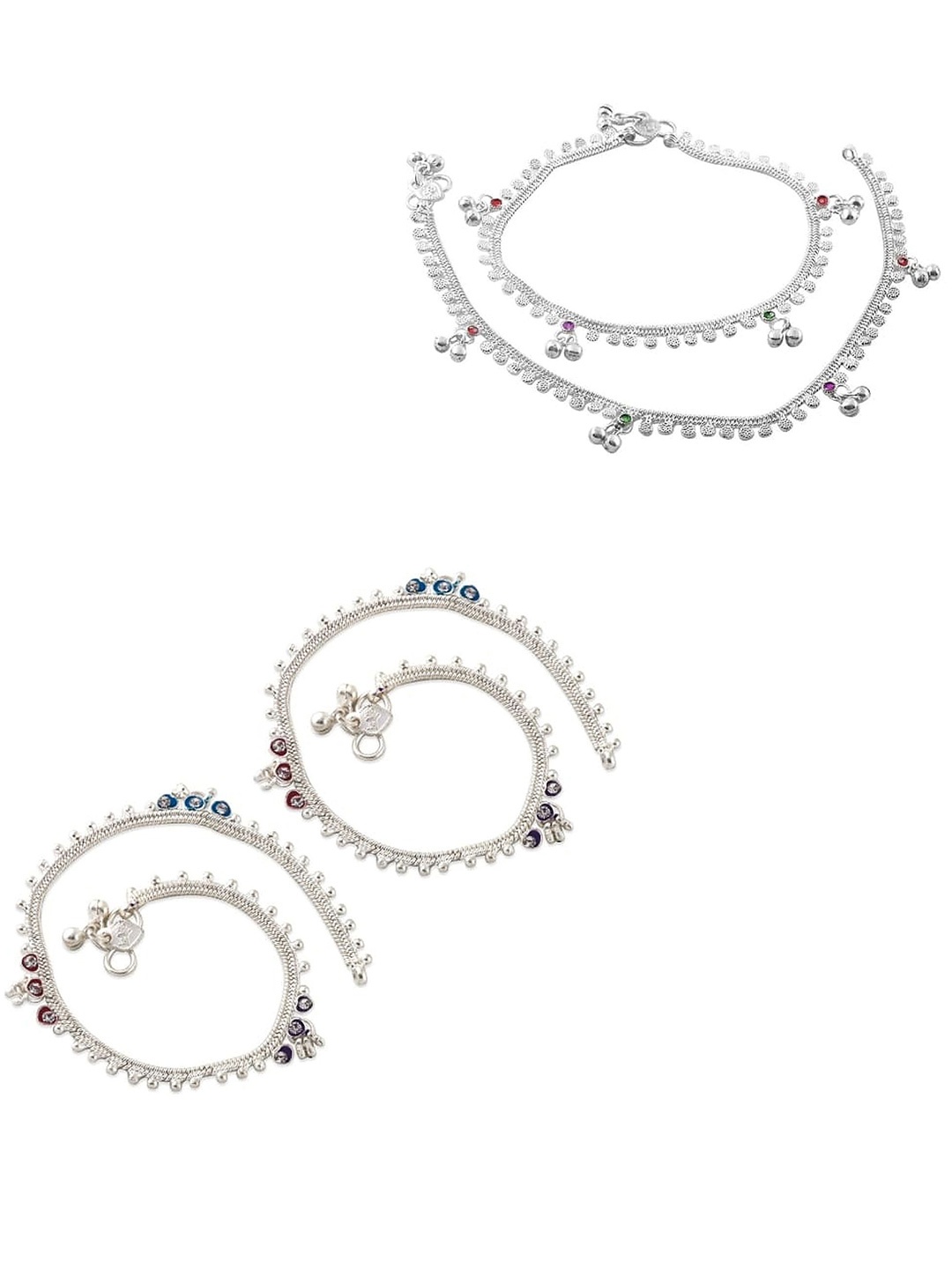 

Heer Collection Set Of 2 Silver-Plated Anklets