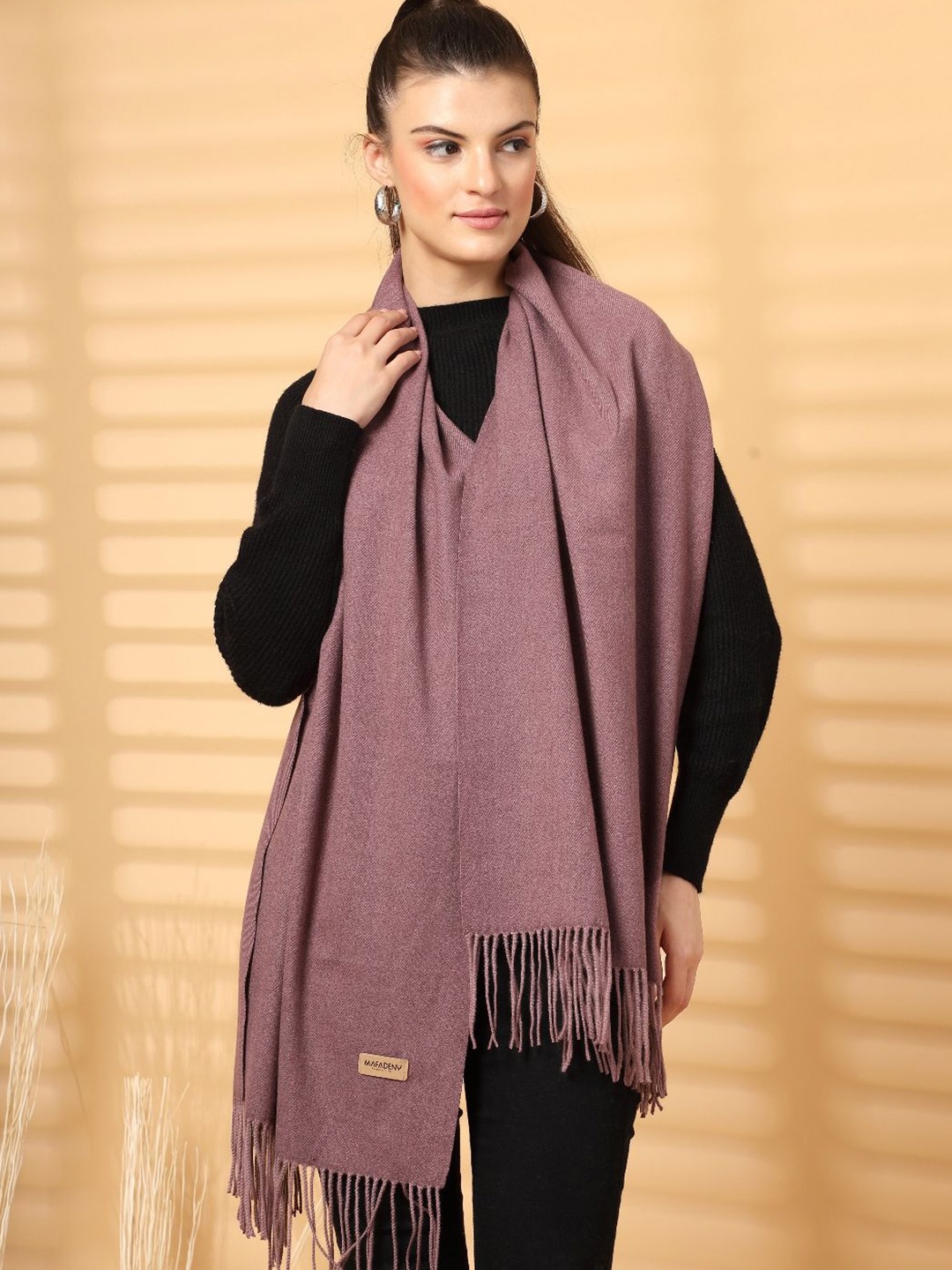 

Mafadeny Women Winter Stole With Tasselled, Mauve