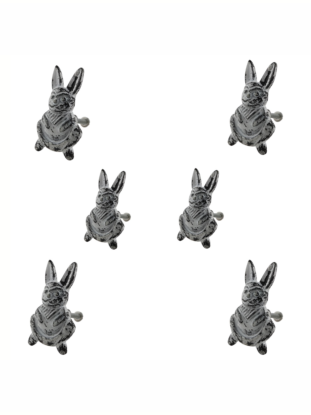 

Indianshelf 6Pcs White Textured Rabbit Knobs