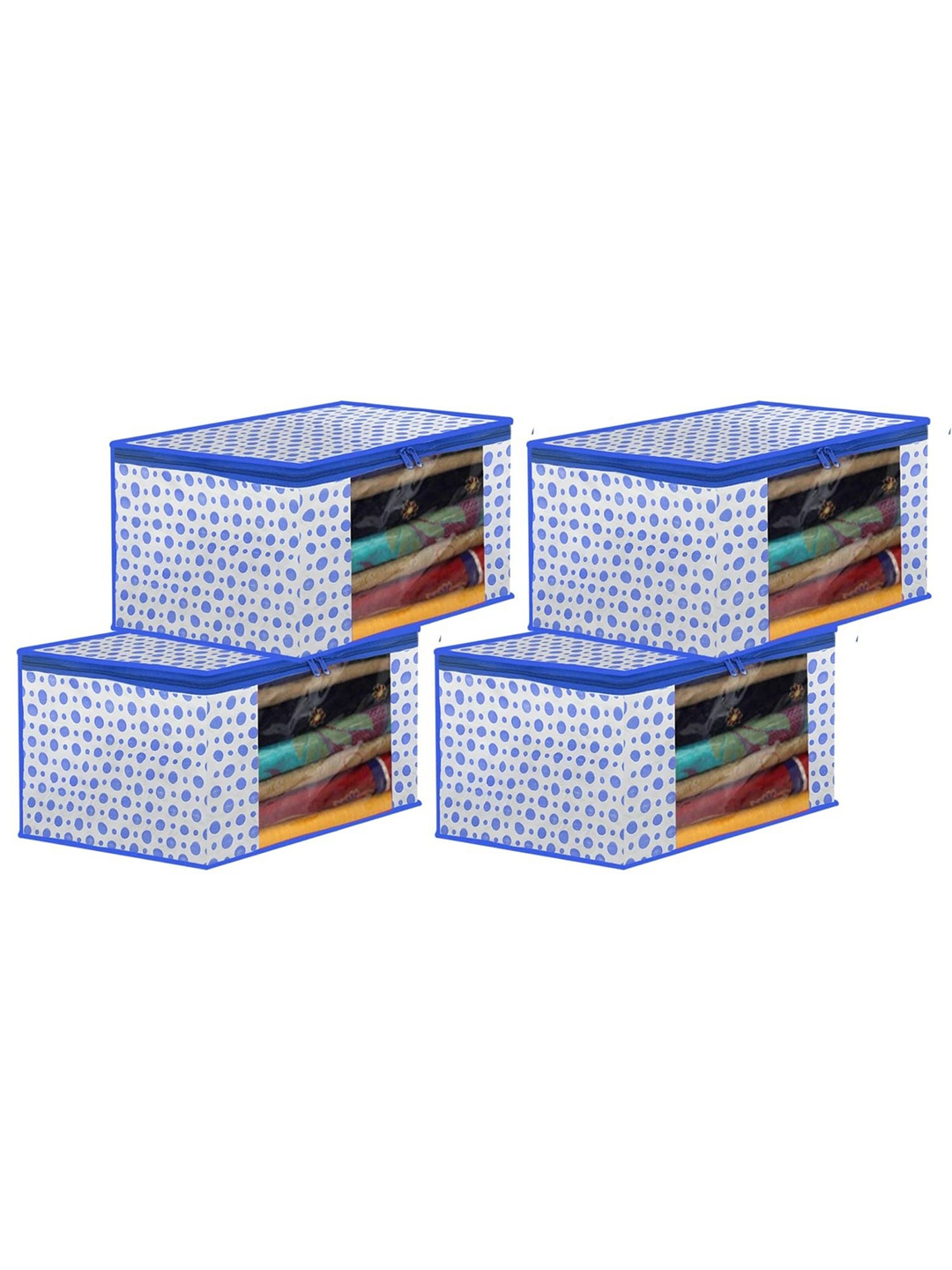 

Kuber Industries Blue 4 Pieces Polka Pot Printed Suit Organiser