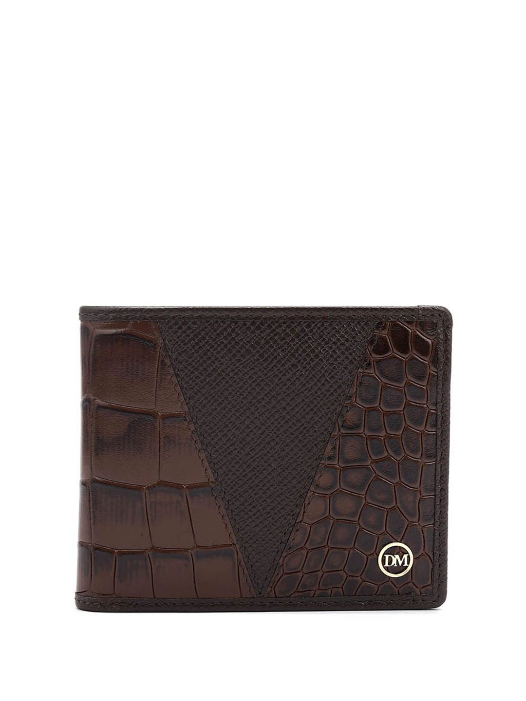 

Da Milano Men Textured Leather Two Fold Wallet, Brown