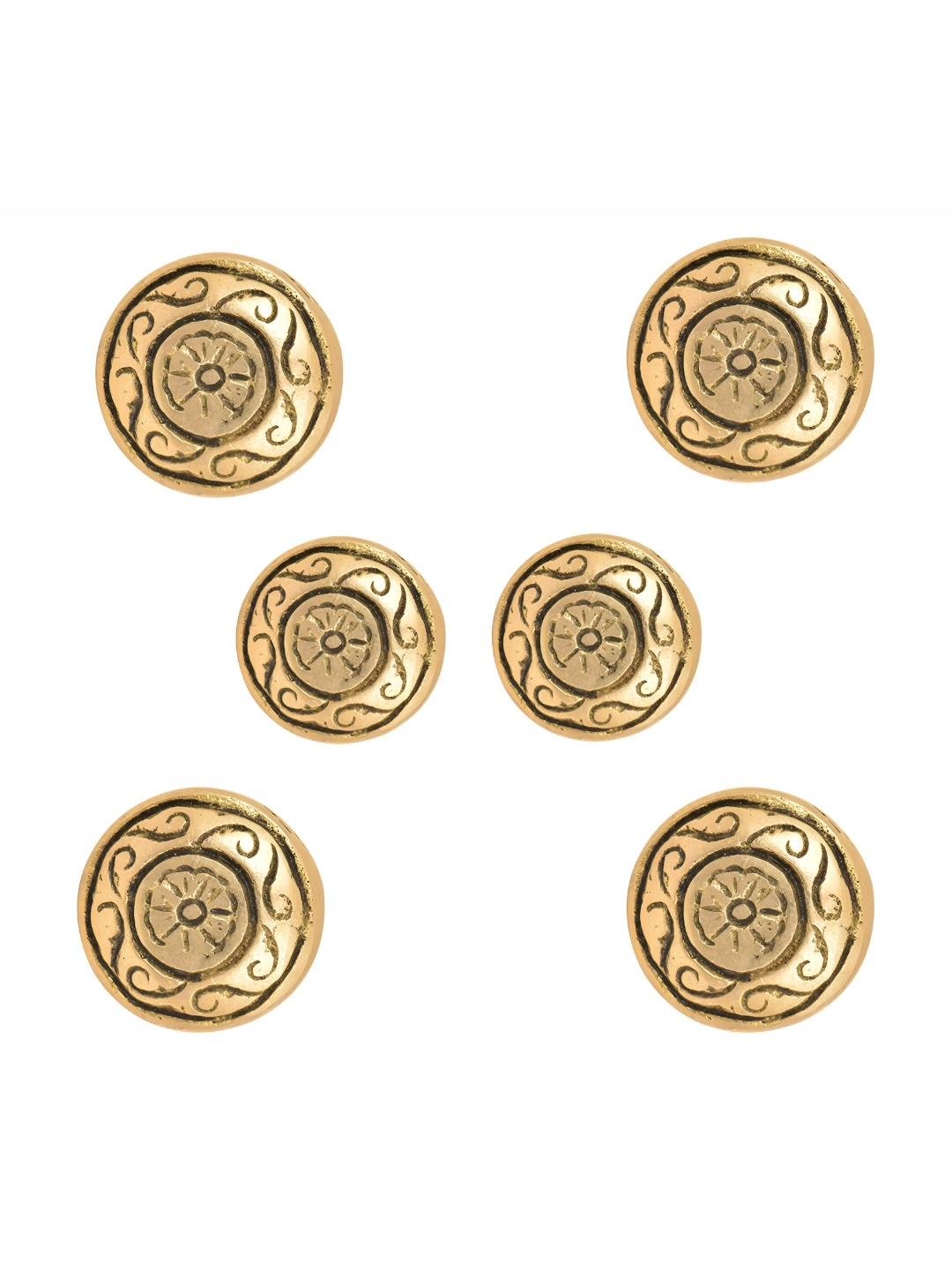 

Indianshelf GoldToned 6 Pieces Textured Brass Floral Knobs, Gold