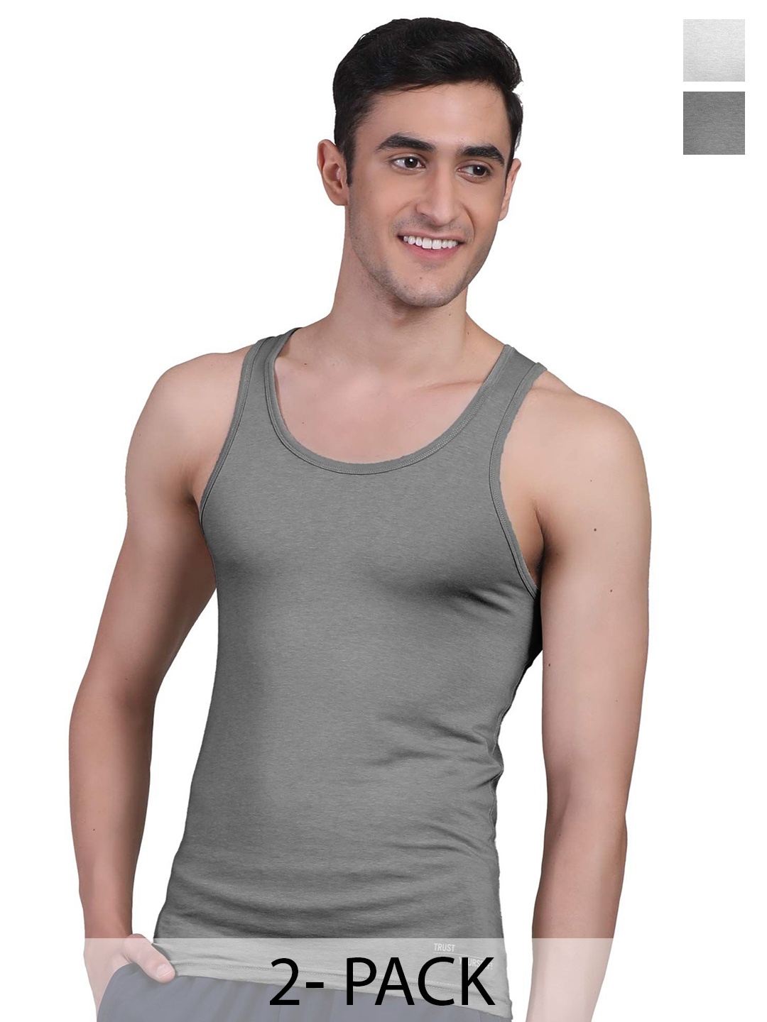

FREECULTR Men Pack Of 2 Anti Microbial, Anti Odor, Breath tech Innerwear Vests, White