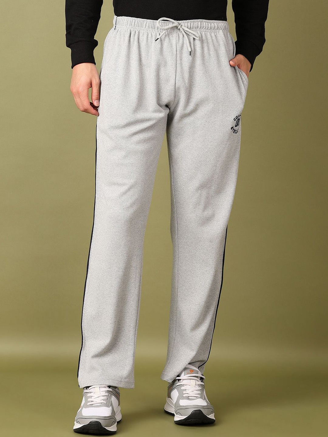 

V-Mart Men Printed Mid Rise Track Pants, Grey