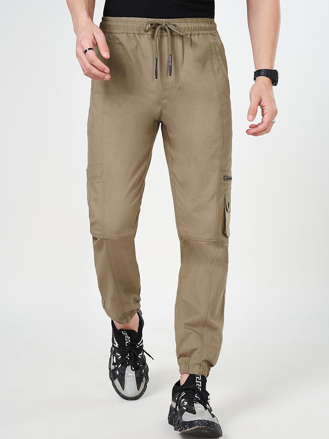 

Street 808 by Pantaloons Men Regular Fit Cotton Joggers, Olive