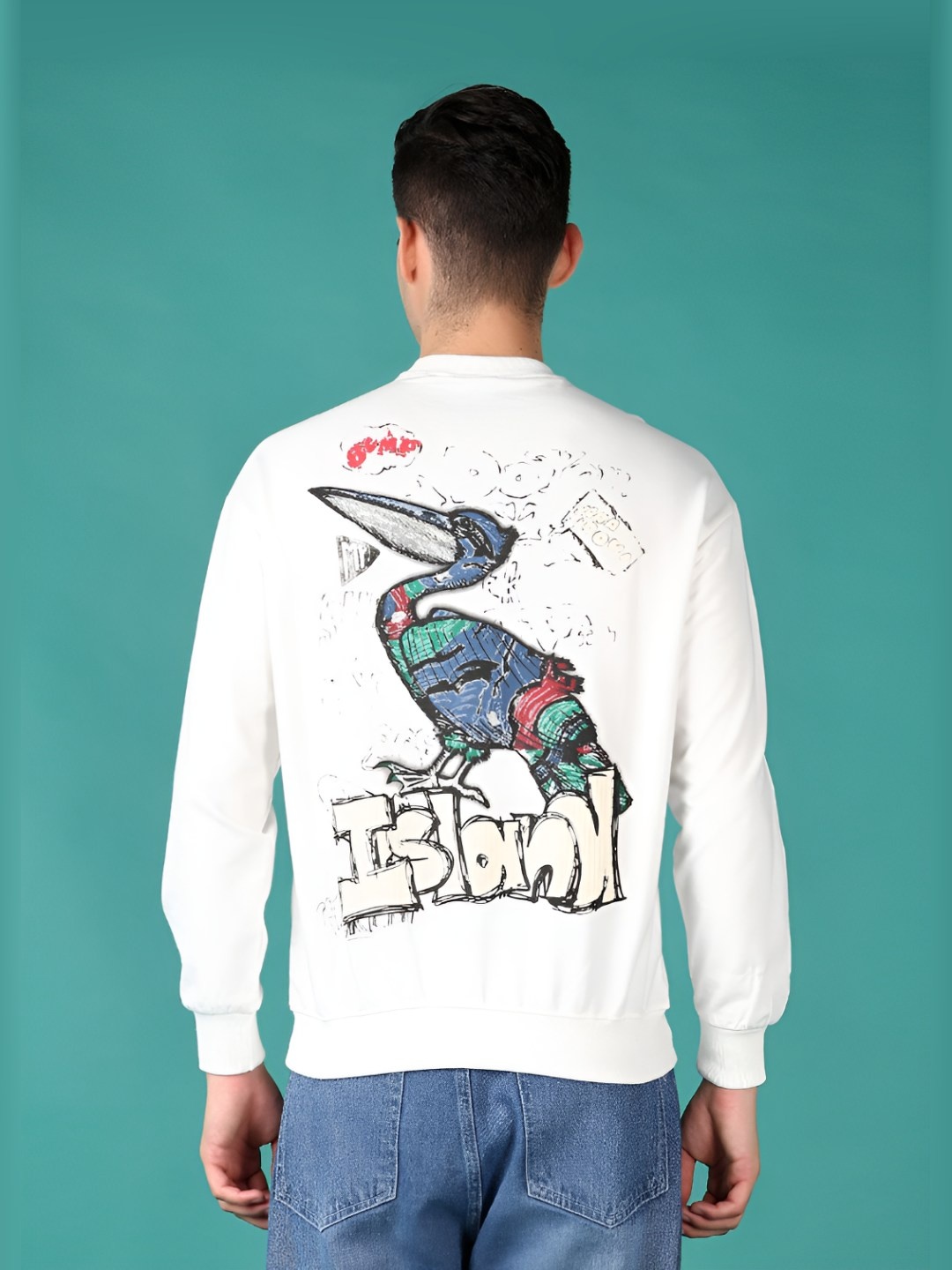 

V-Mart Men Typography Printed Applique T-shirt, Off white
