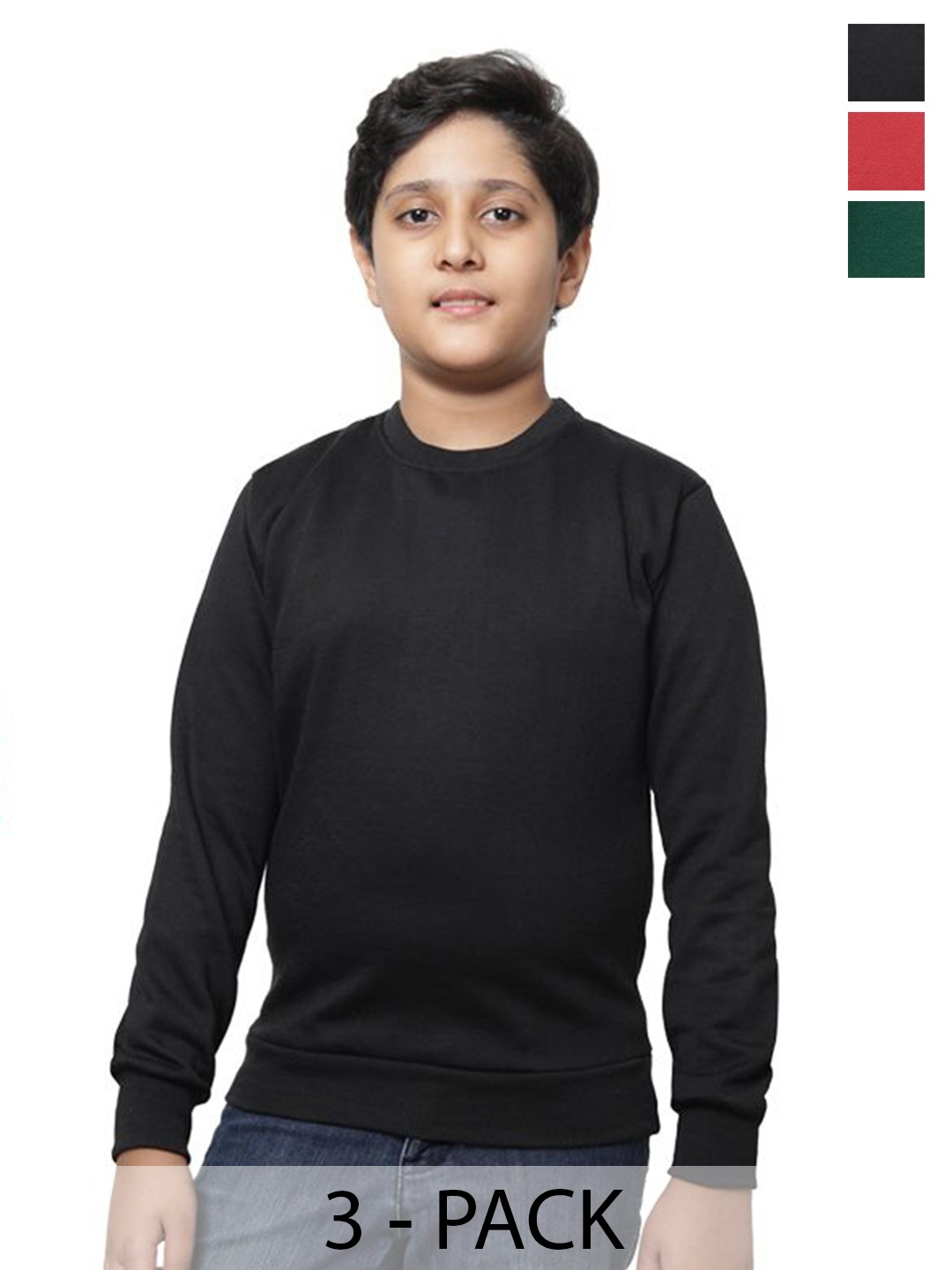 

BAESD Boys Pack Of 3 Solid Pullover Sweatshirt, Black