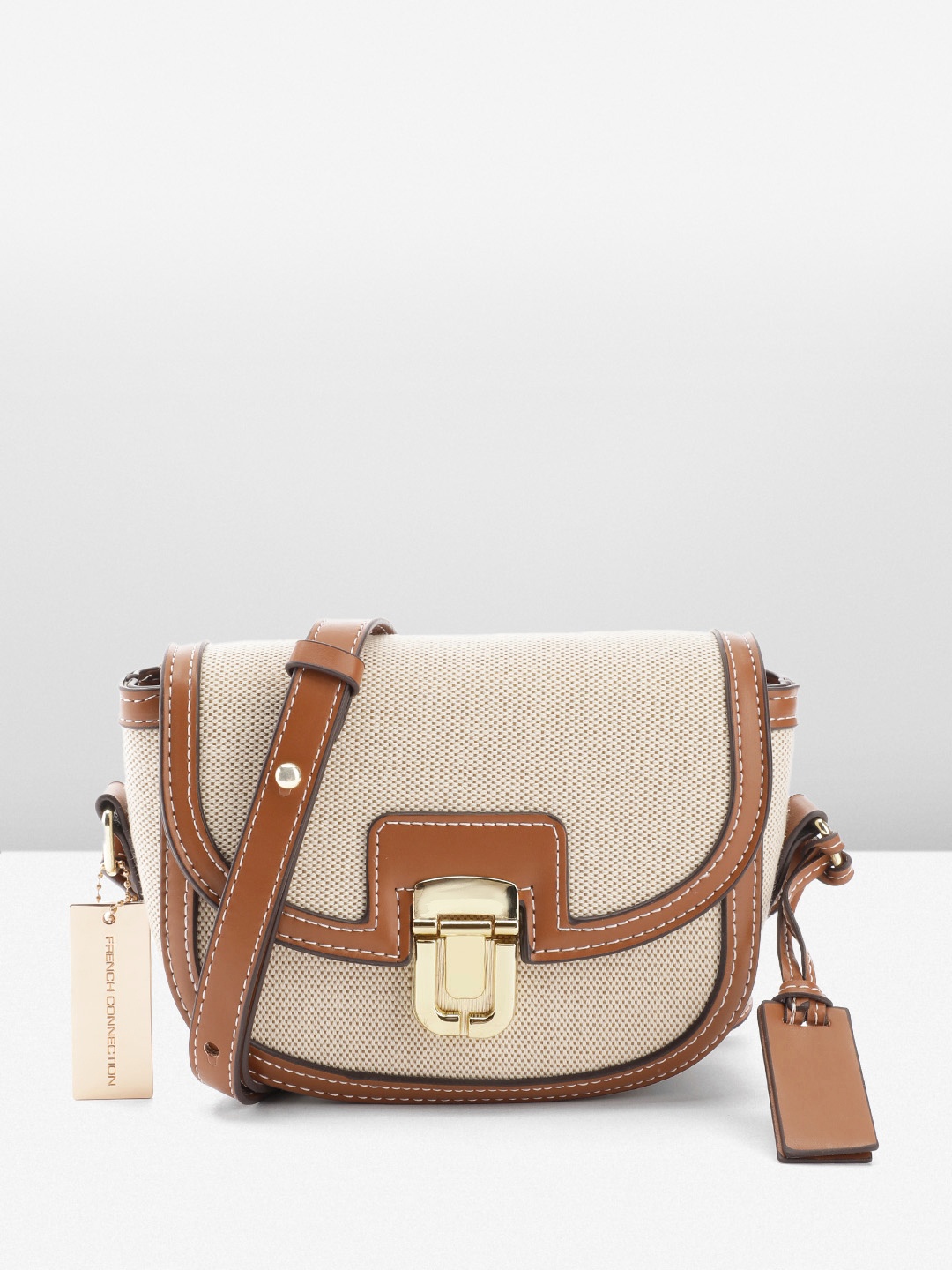 

French Connection Structured Sling Bag, Beige