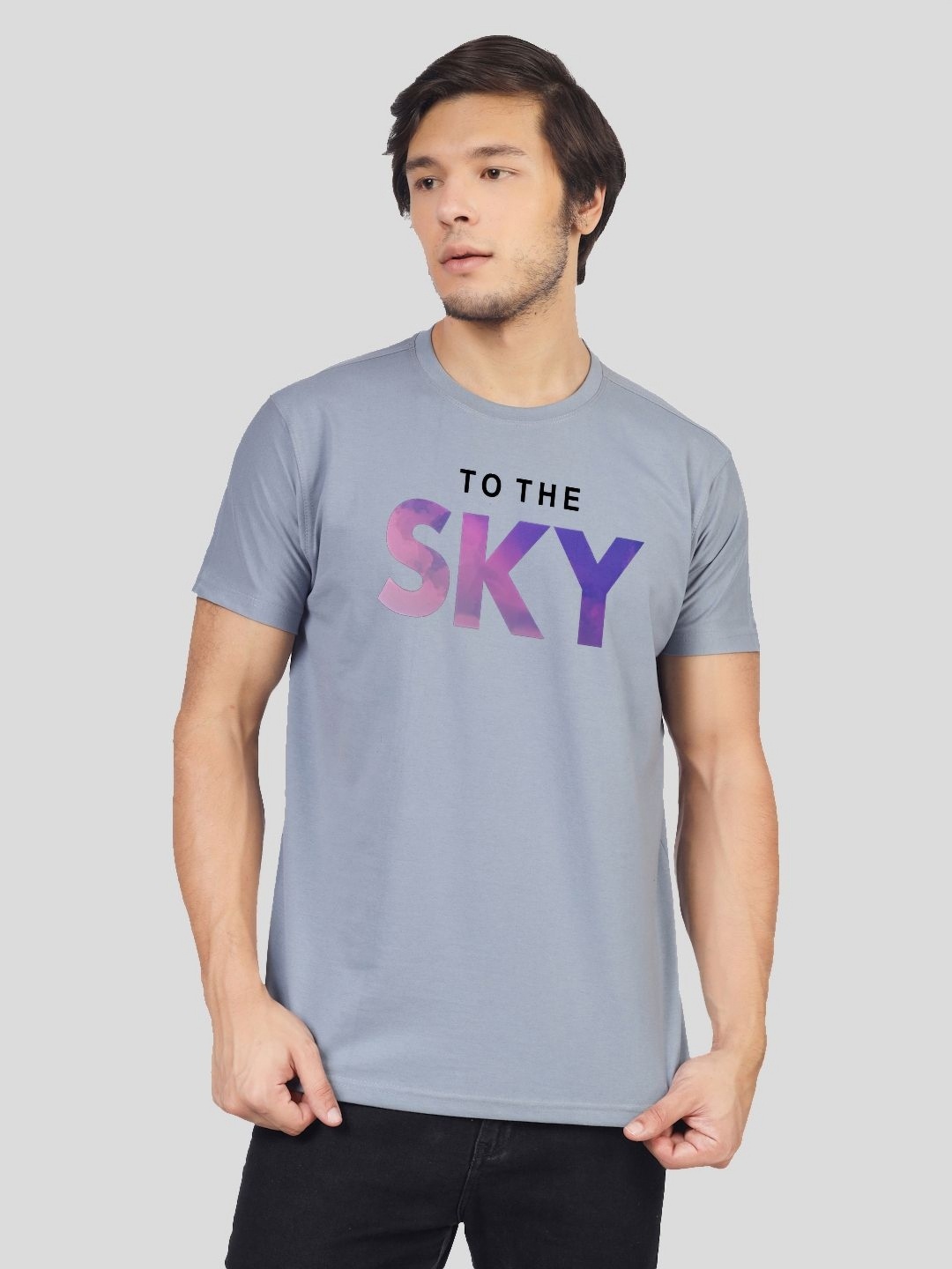

Greylongg Men Typography Printed Round Neck Cotton T-shirt, Grey